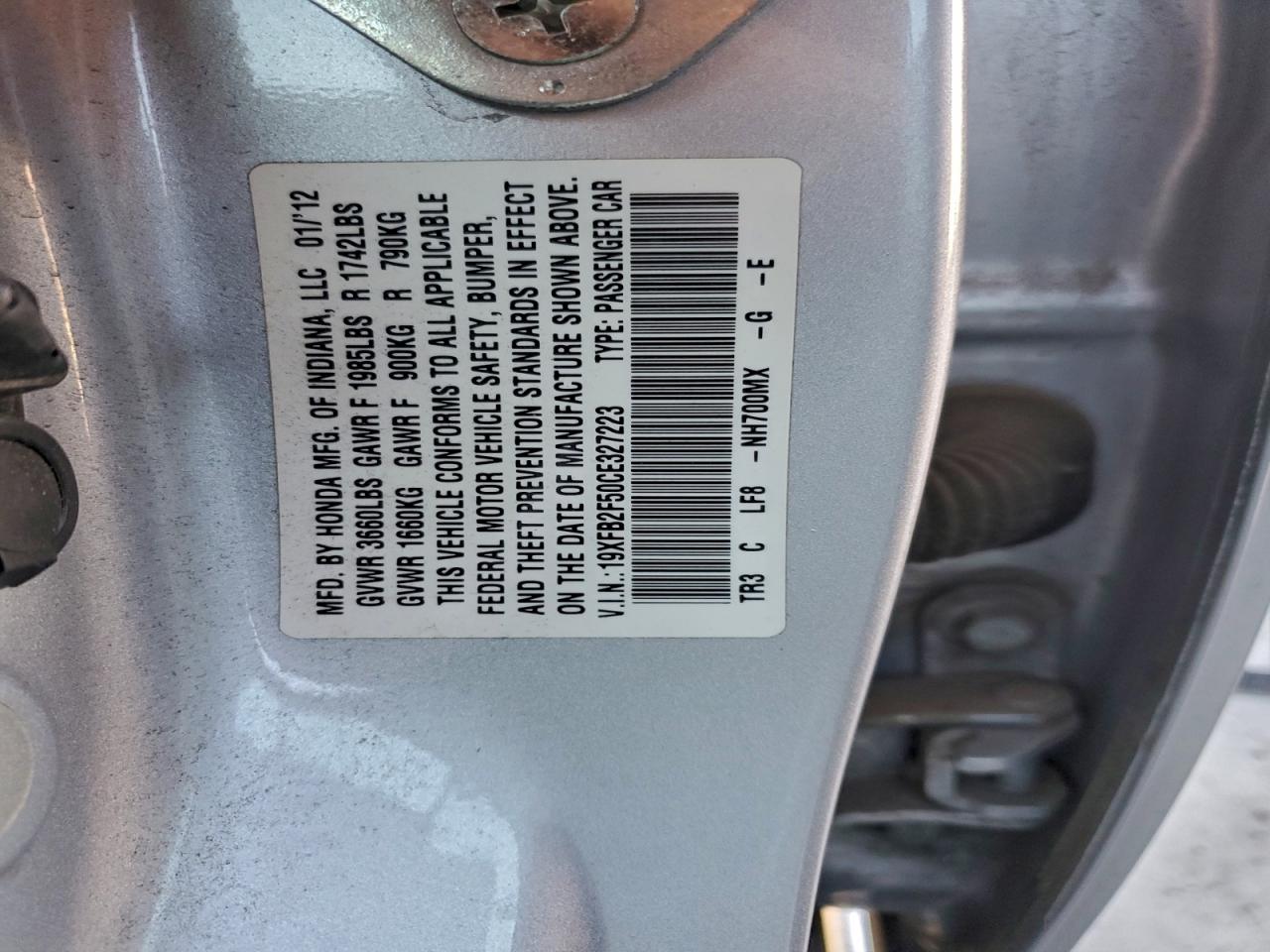2012 HONDA CIVIC LX photo 12