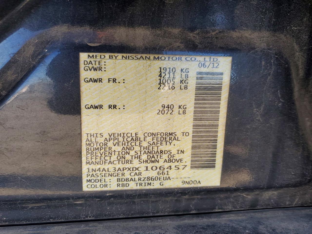 2013 NISSAN ALTIMA 2.5 photo 12