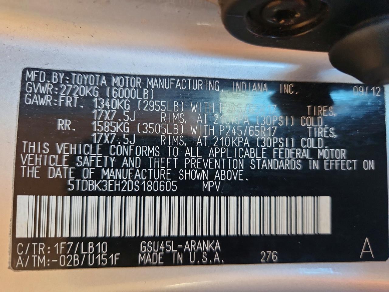 2013 TOYOTA HIGHLANDER BASE photo 13