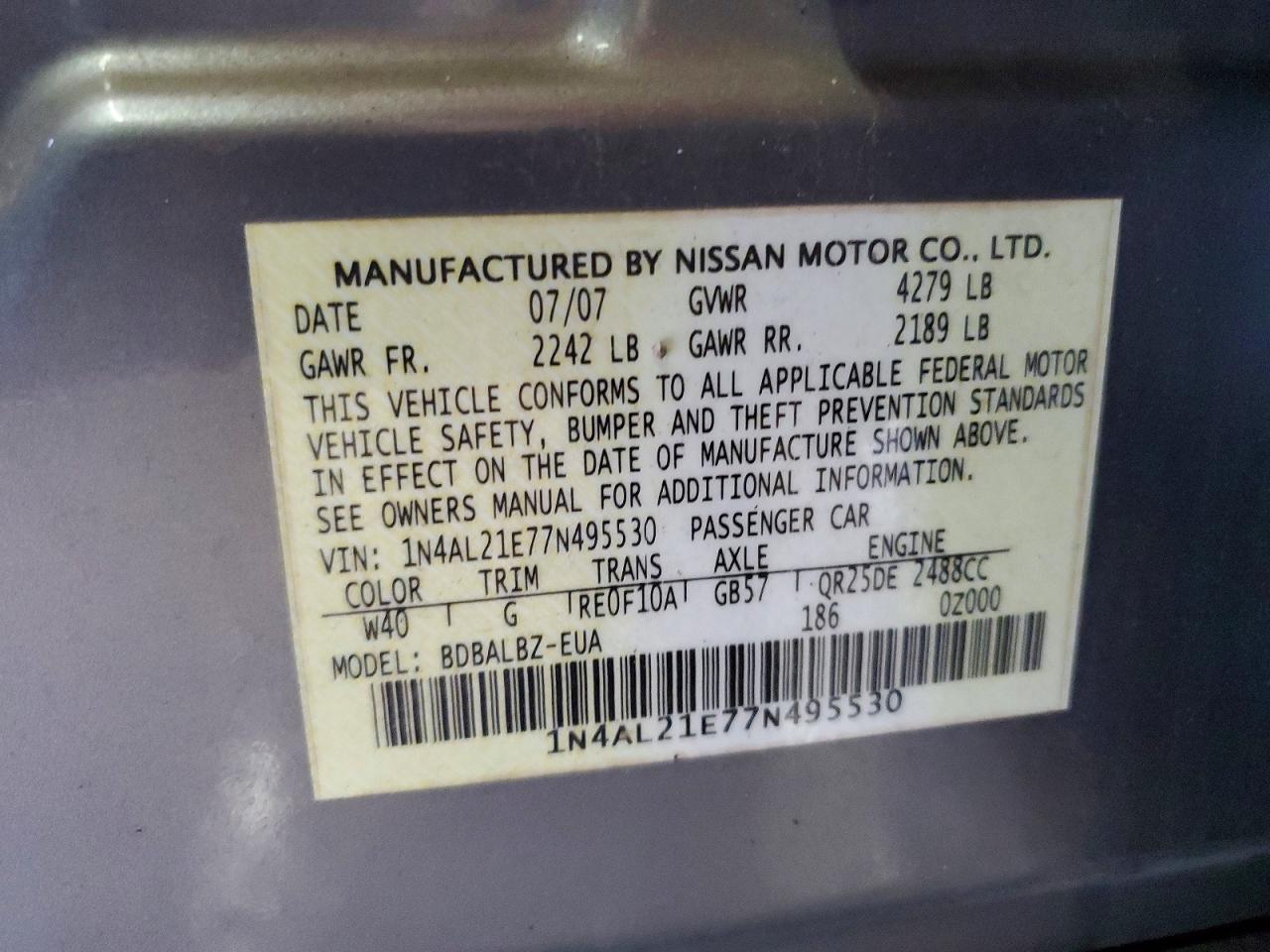 2007 NISSAN ALTIMA 2.5 photo 13