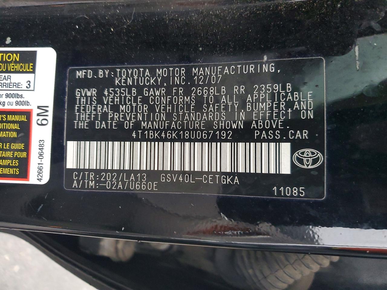 2008 TOYOTA CAMRY LE photo 23
