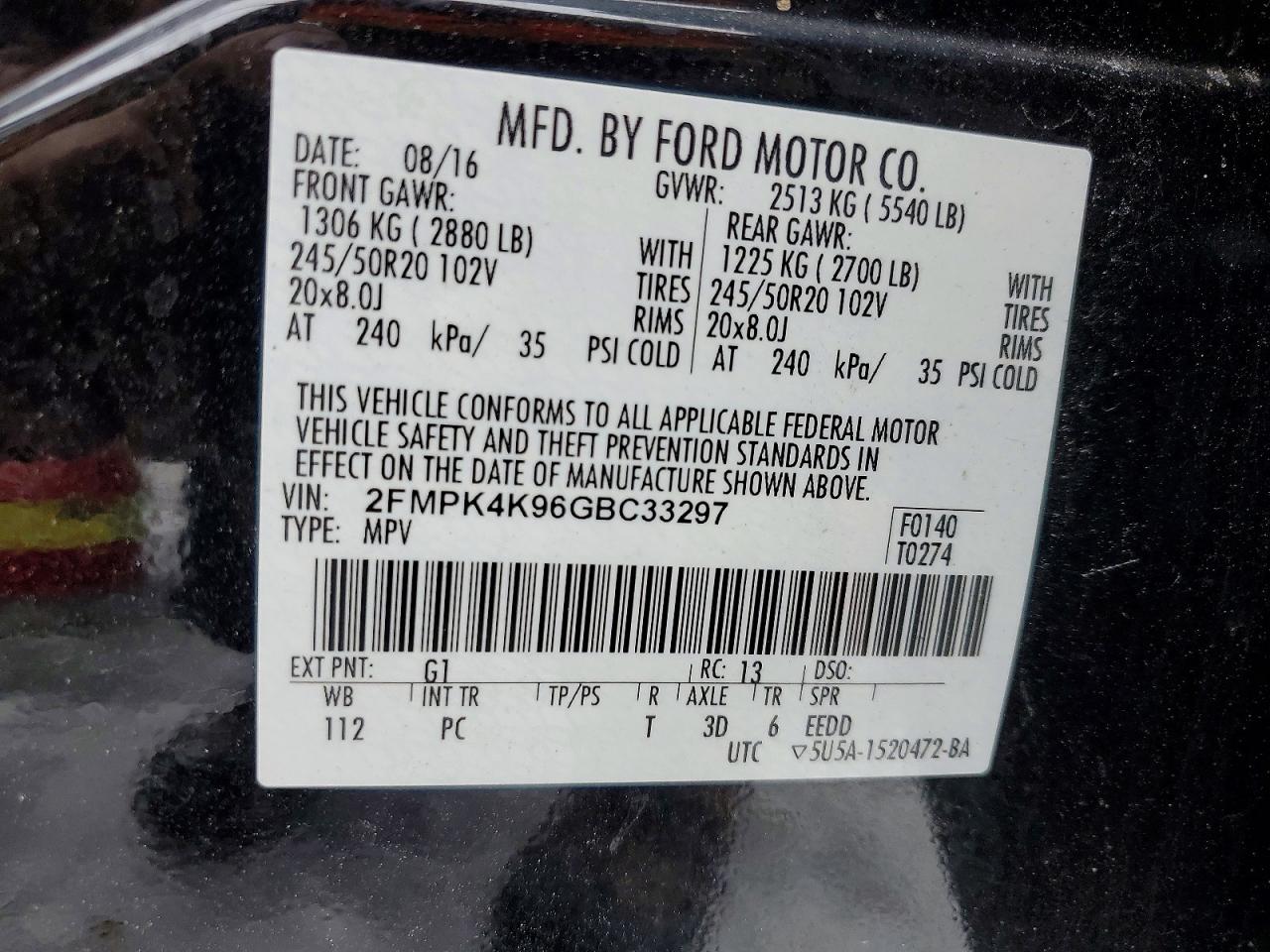 2016 FORD EDGE TITANIUM photo 12