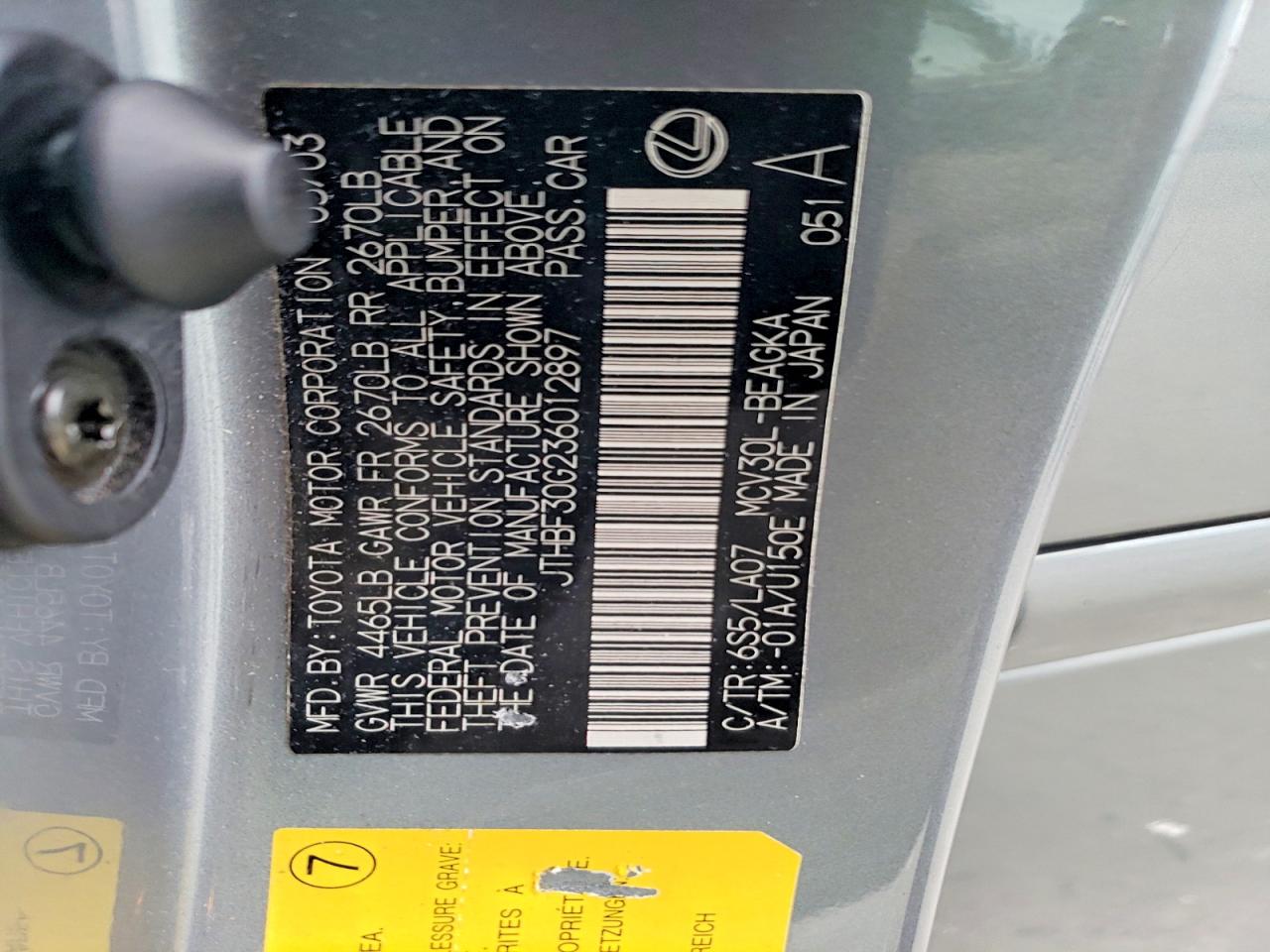 2003 LEXUS ES 300 photo 12