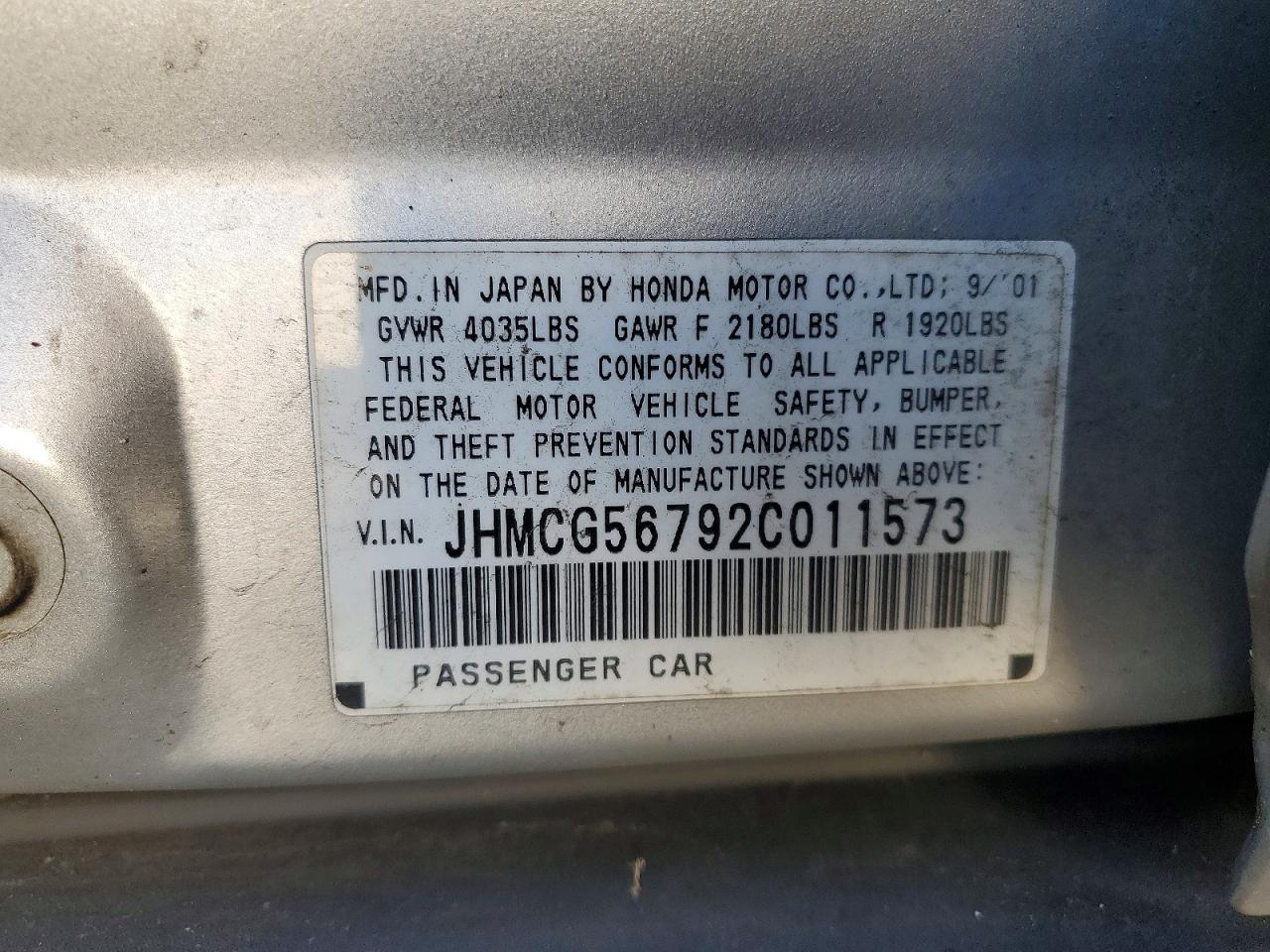 2002 HONDA ACCORD SE photo 12