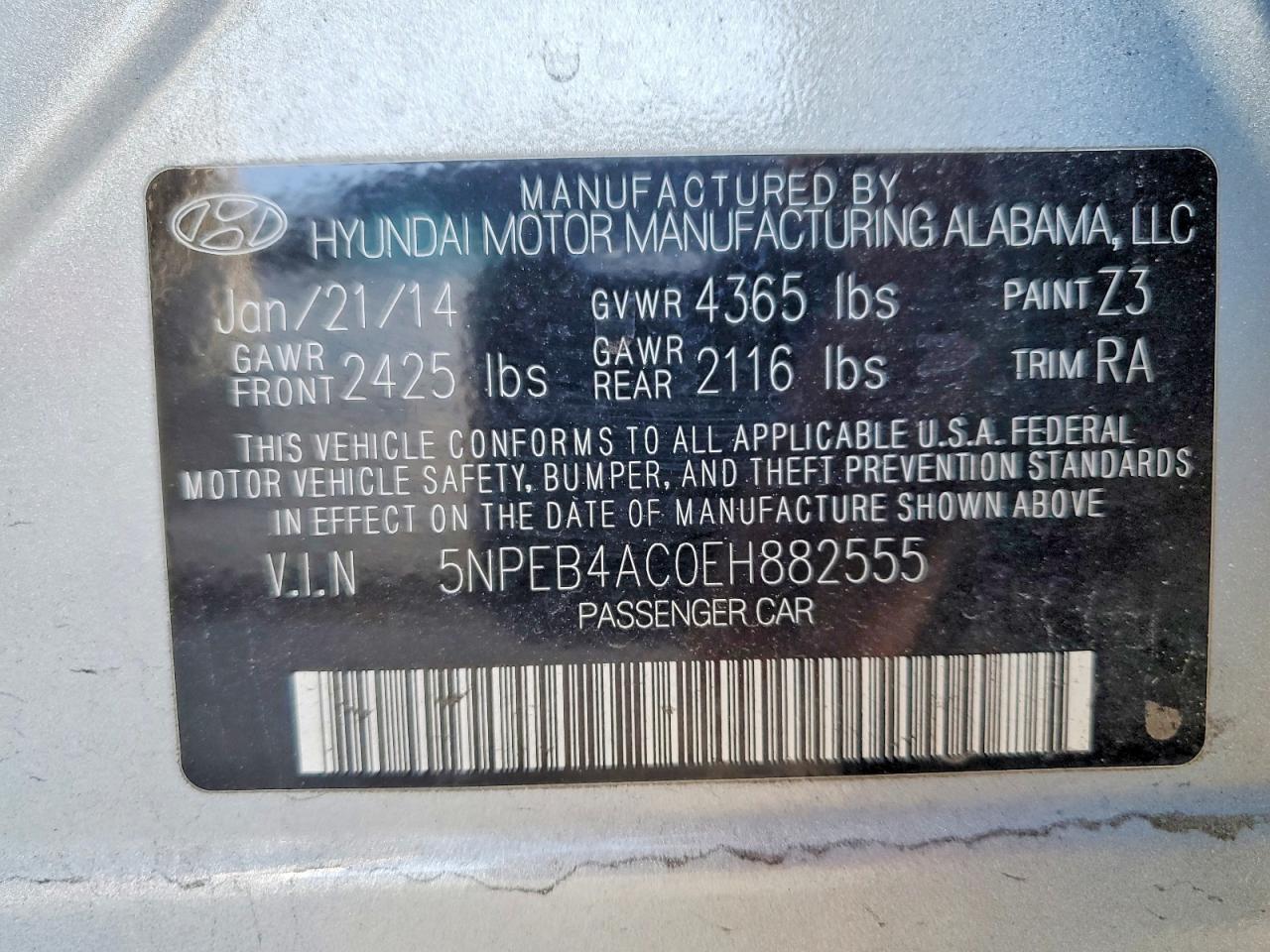 2014 HYUNDAI SONATA GLS photo 25