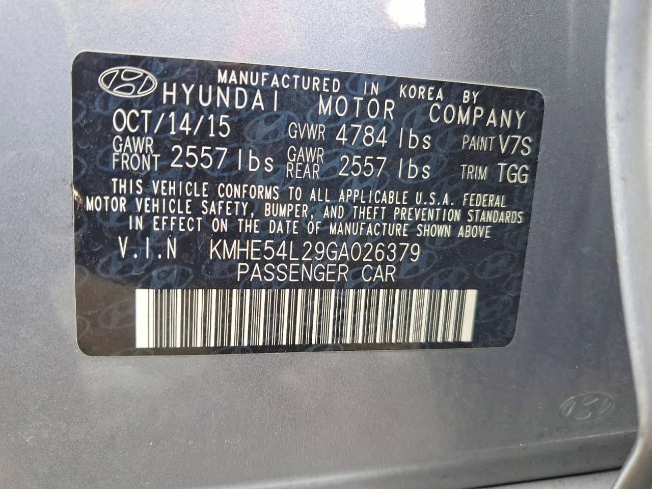 2016 HYUNDAI SONATA PLUG-IN HYBRID photo 12