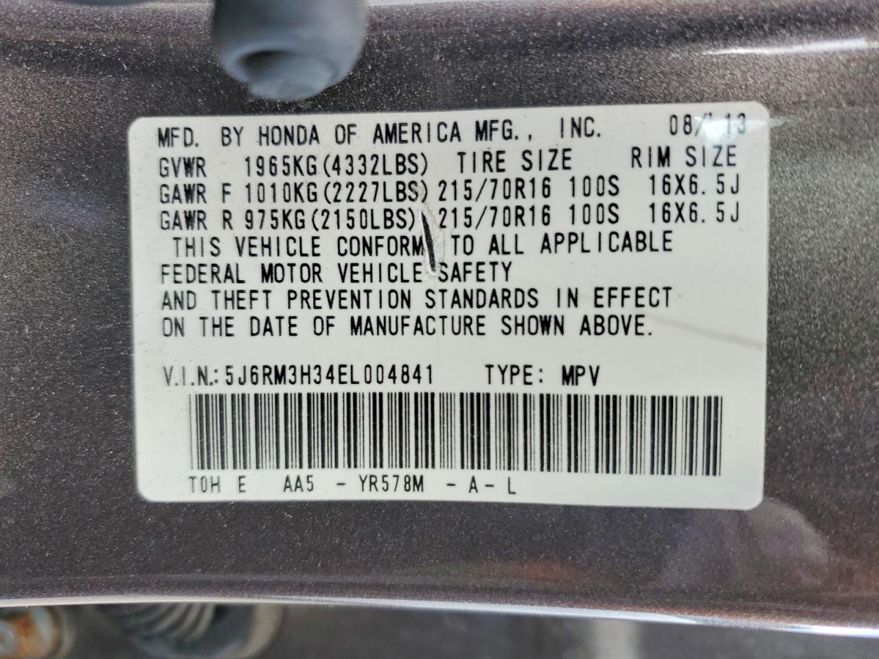 2014 HONDA CR-V LX photo 12
