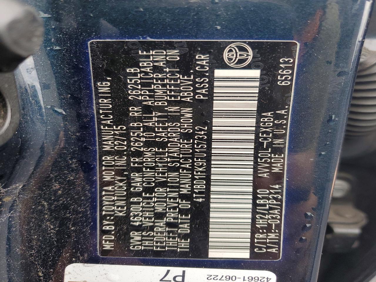 2015 TOYOTA CAMRY HYBRID photo 12