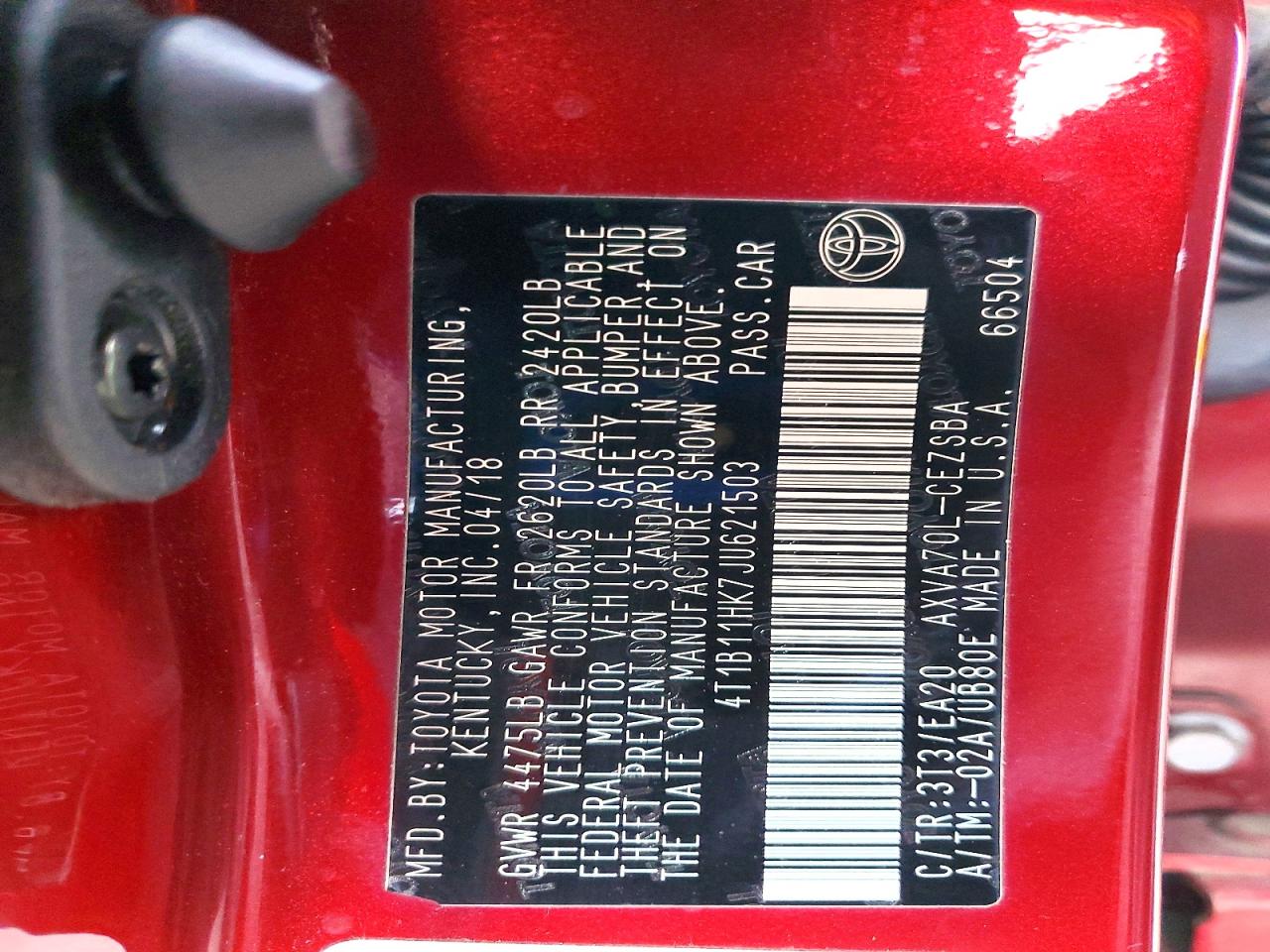 2018 TOYOTA CAMRY L photo 12