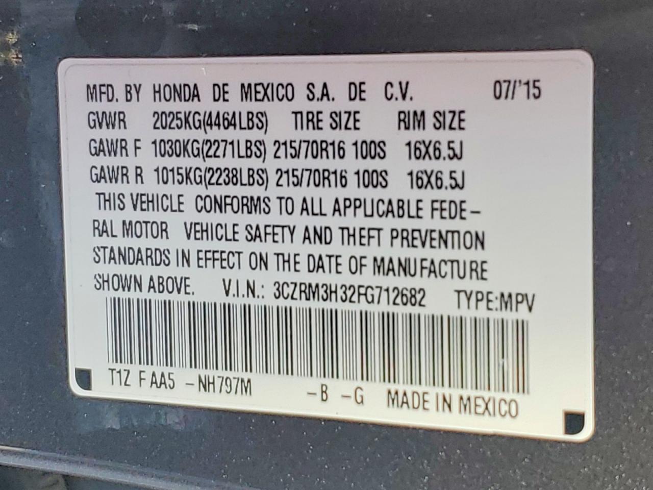 2015 HONDA CR-V LX photo 14
