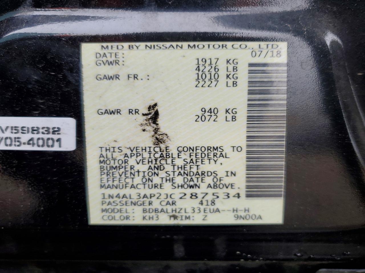 2018 NISSAN ALTIMA 2.5 photo 13