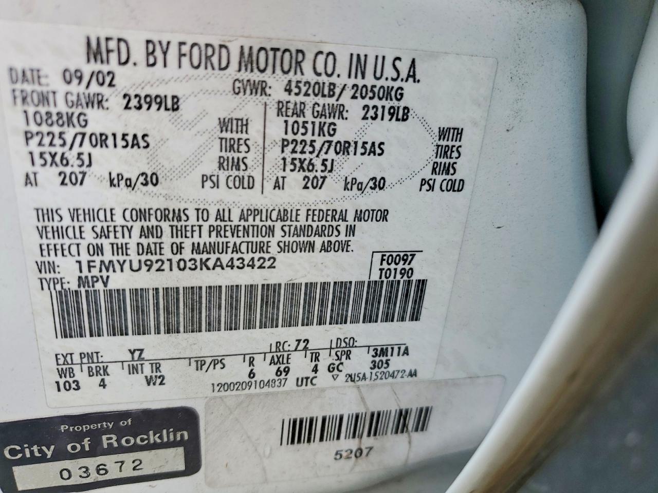 2003 FORD ESCAPE XLS photo 14