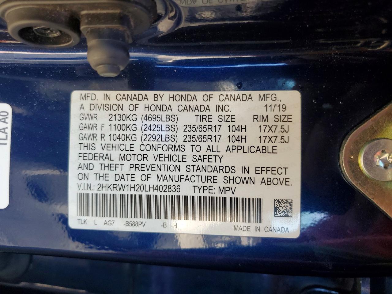 2020 HONDA CR-V LX photo 23