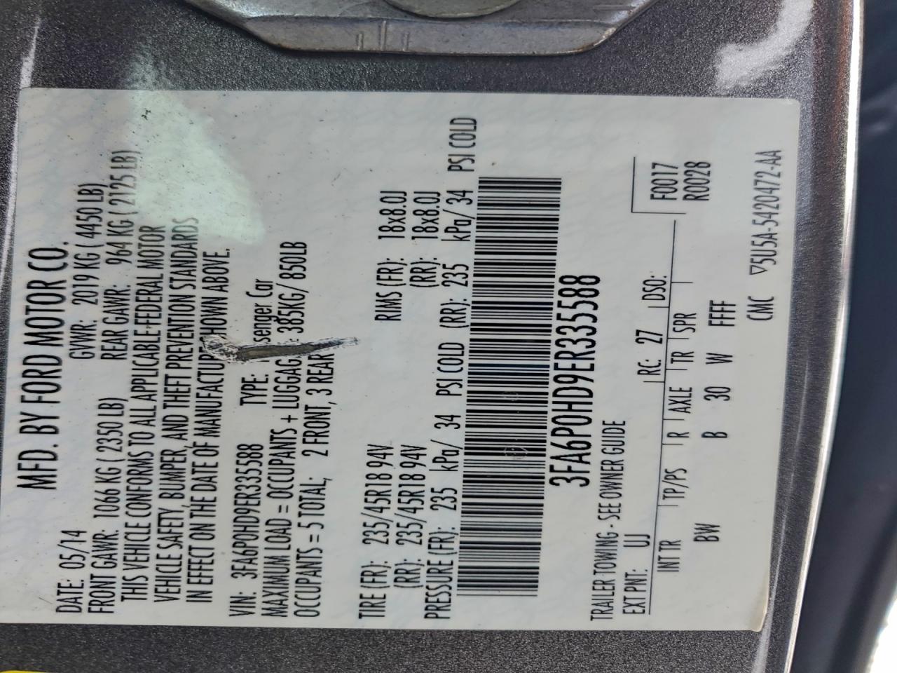 2014 FORD FUSION SE photo 12