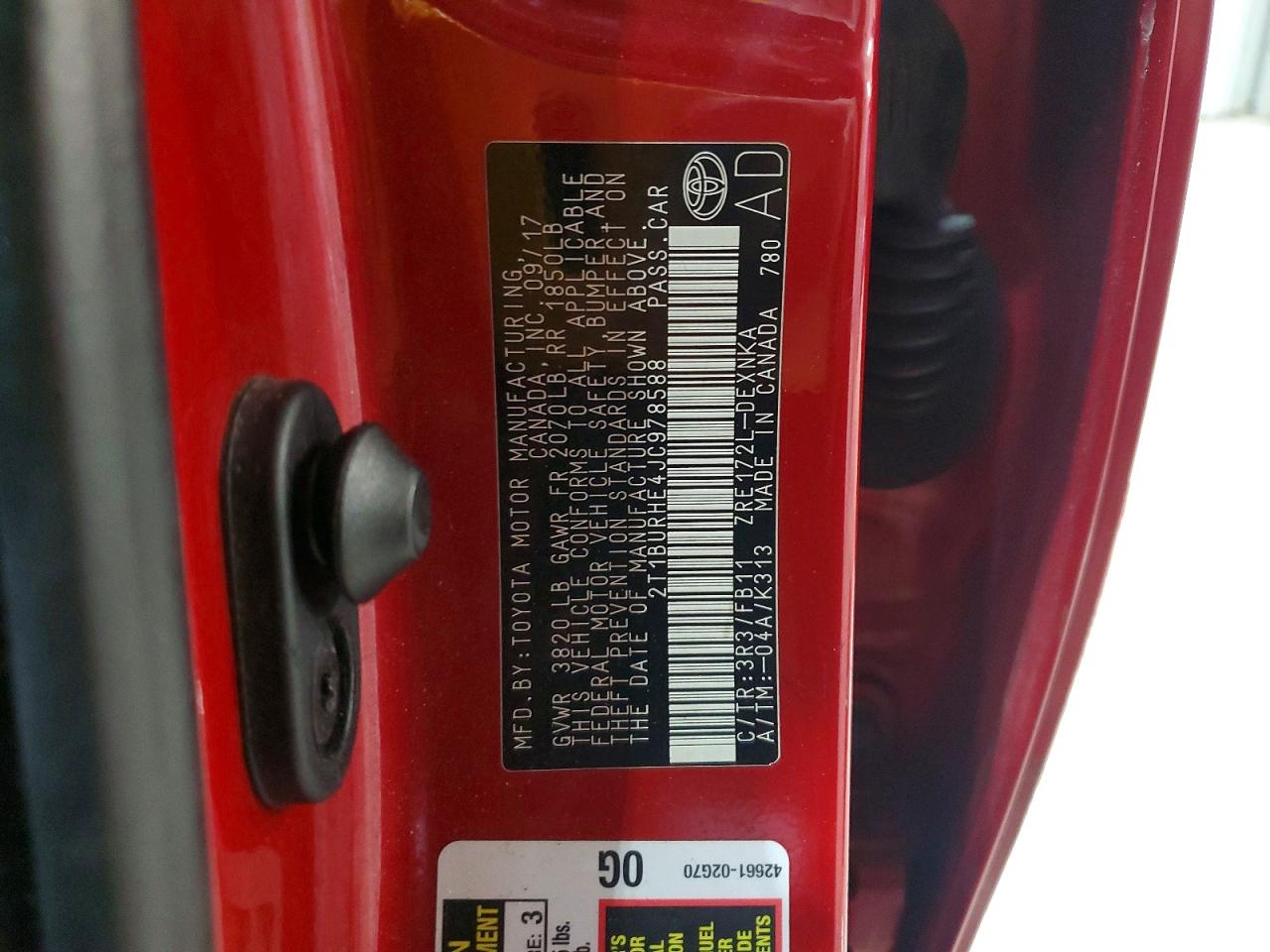 2018 TOYOTA COROLLA L photo 13