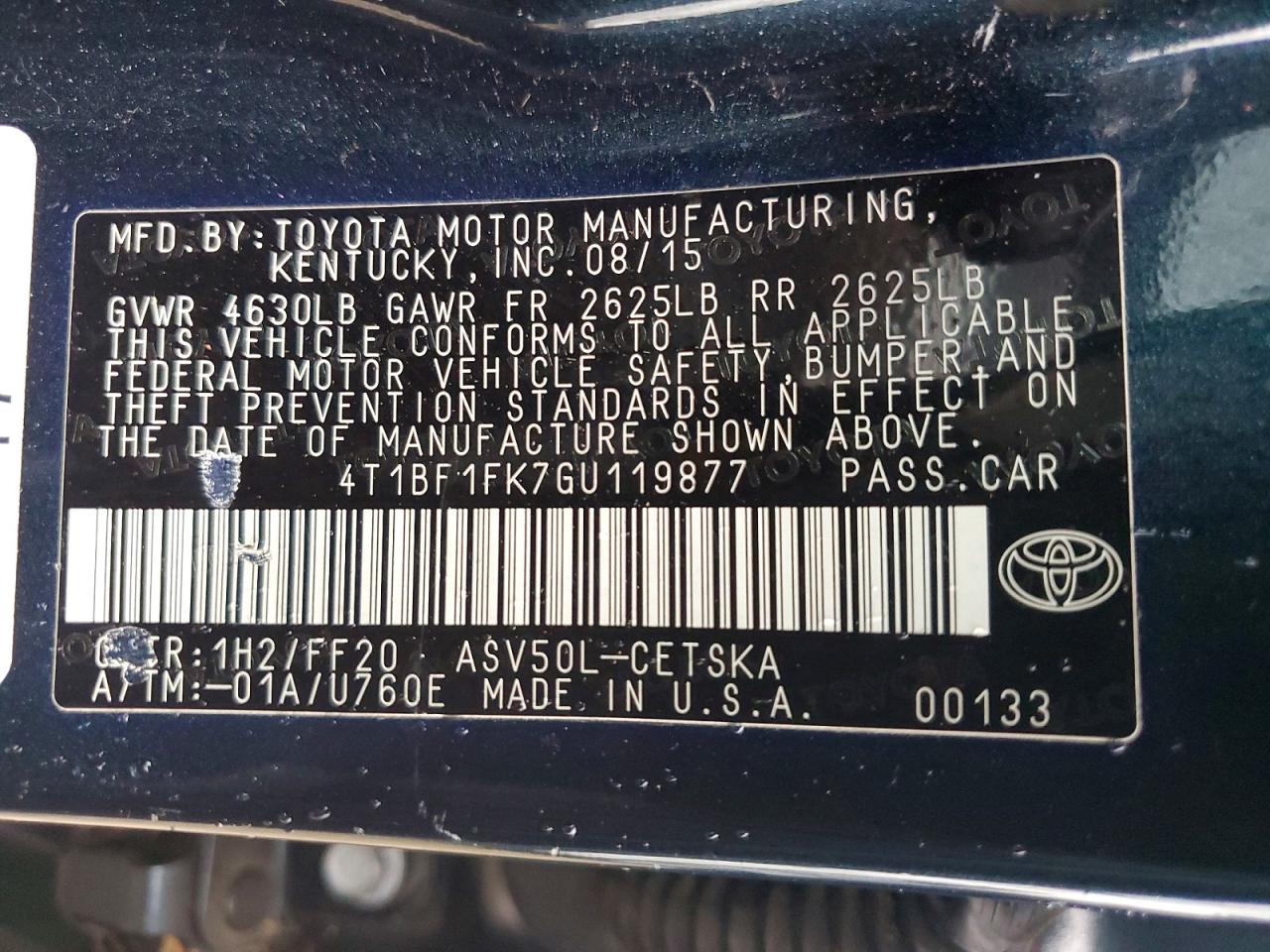 2016 TOYOTA CAMRY LE photo 13
