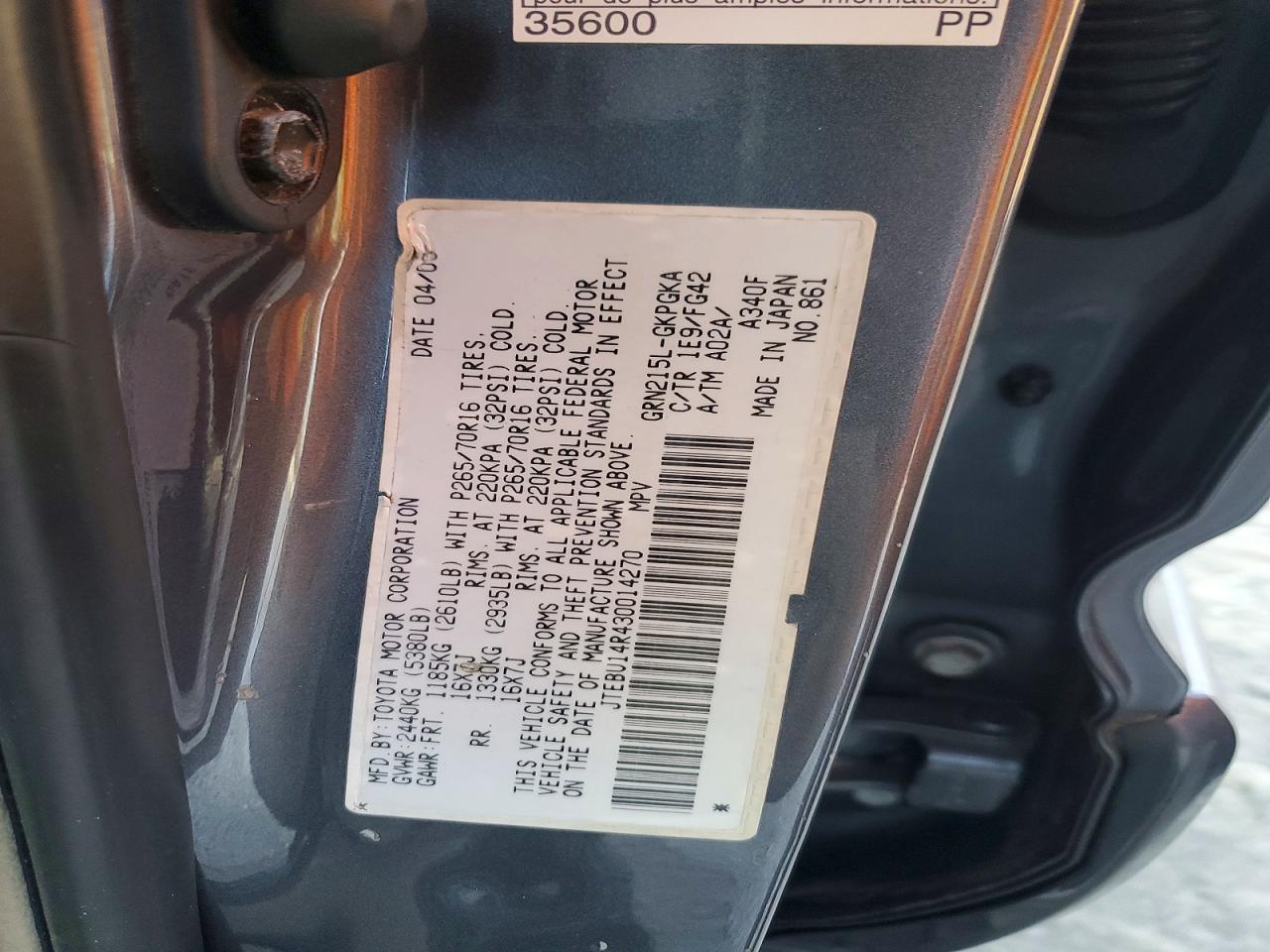 2003 TOYOTA 4RUNNER SR5 photo 25