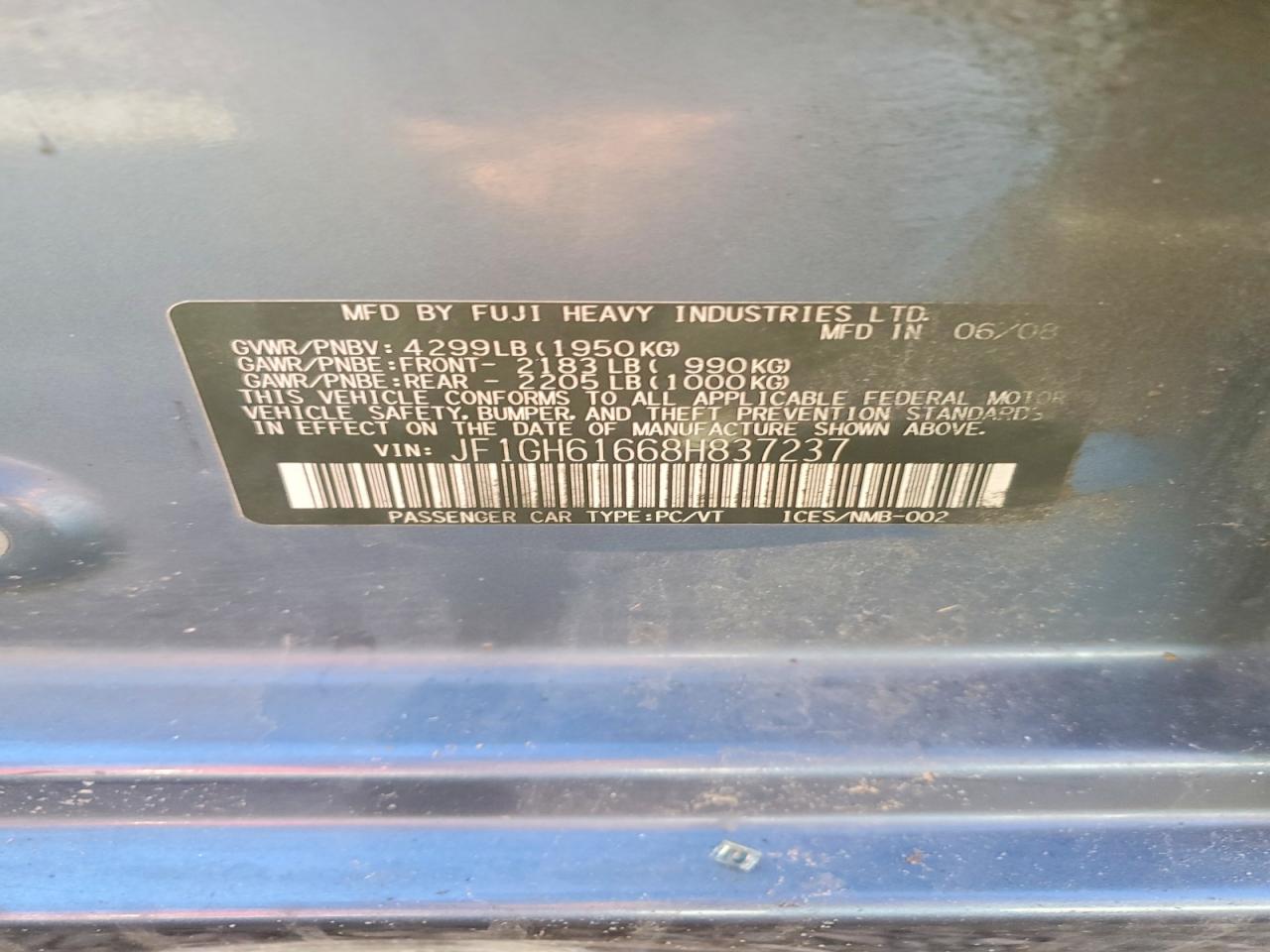 2008 SUBARU IMPREZA photo 12