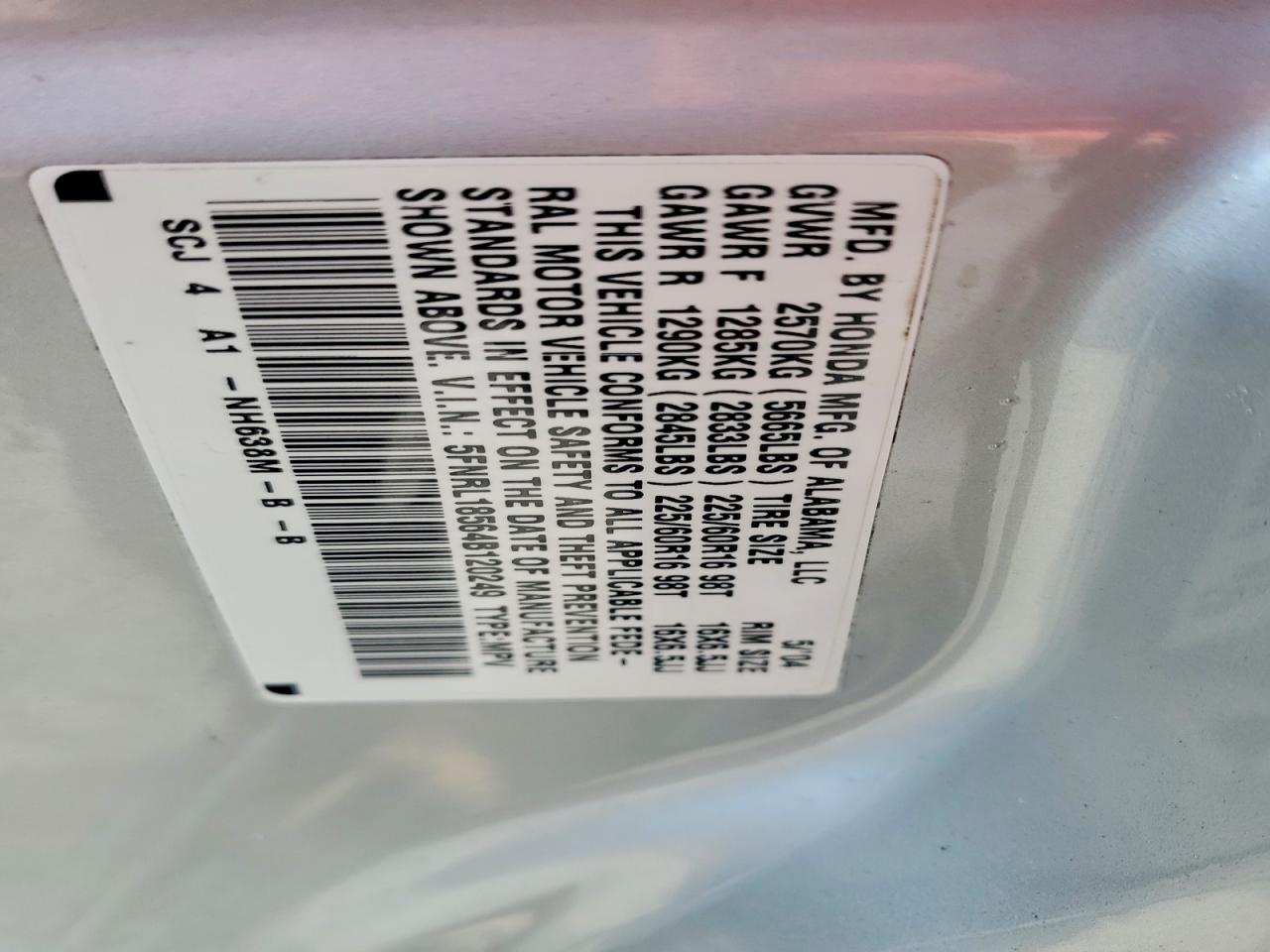 2004 HONDA ODYSSEY LX photo 25