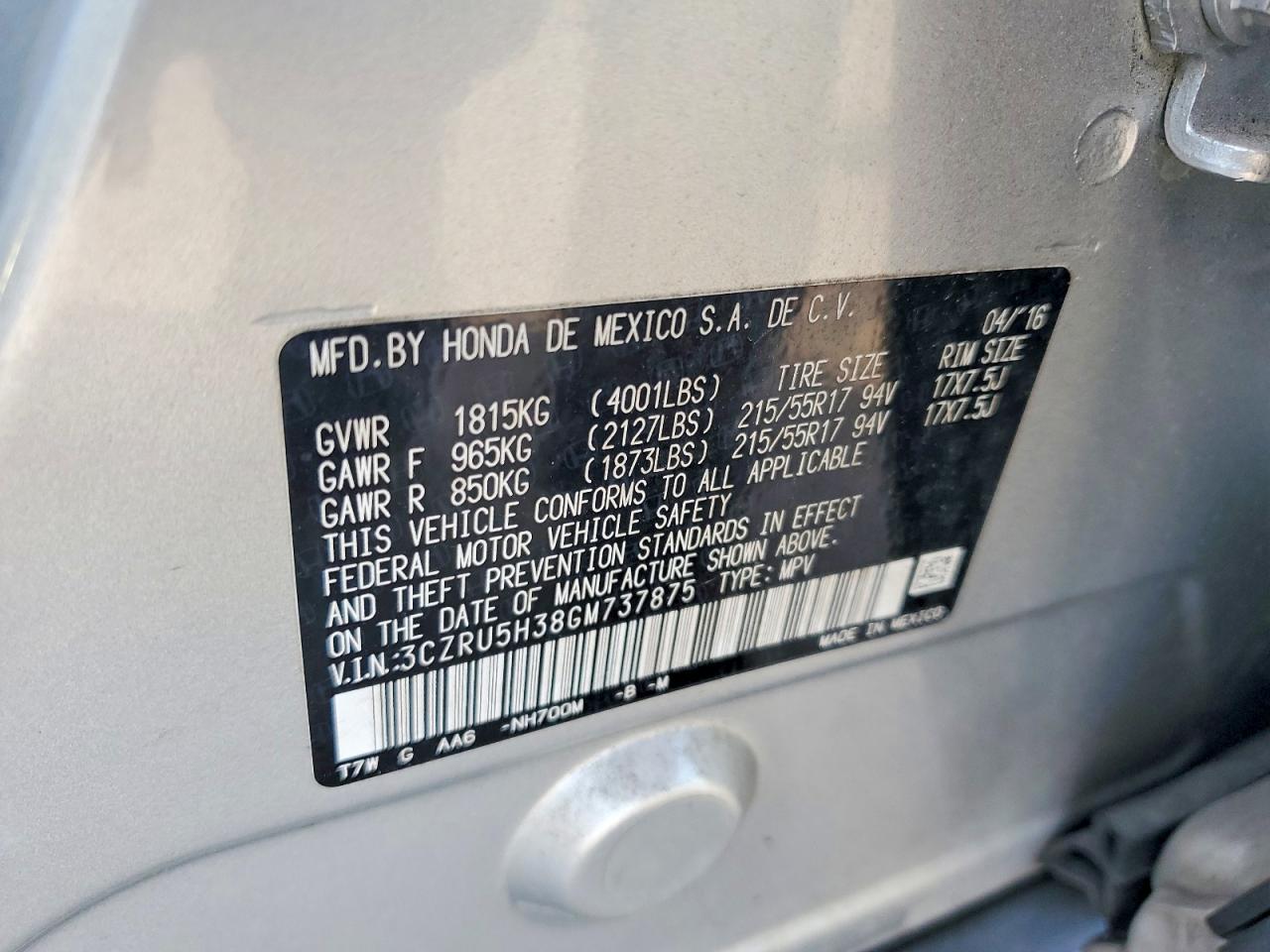 2016 HONDA HR-V LX photo 14