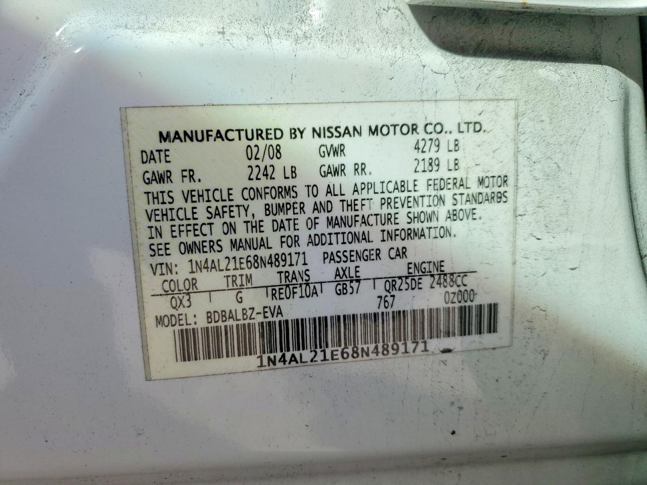 2008 NISSAN ALTIMA 2.5 photo 12