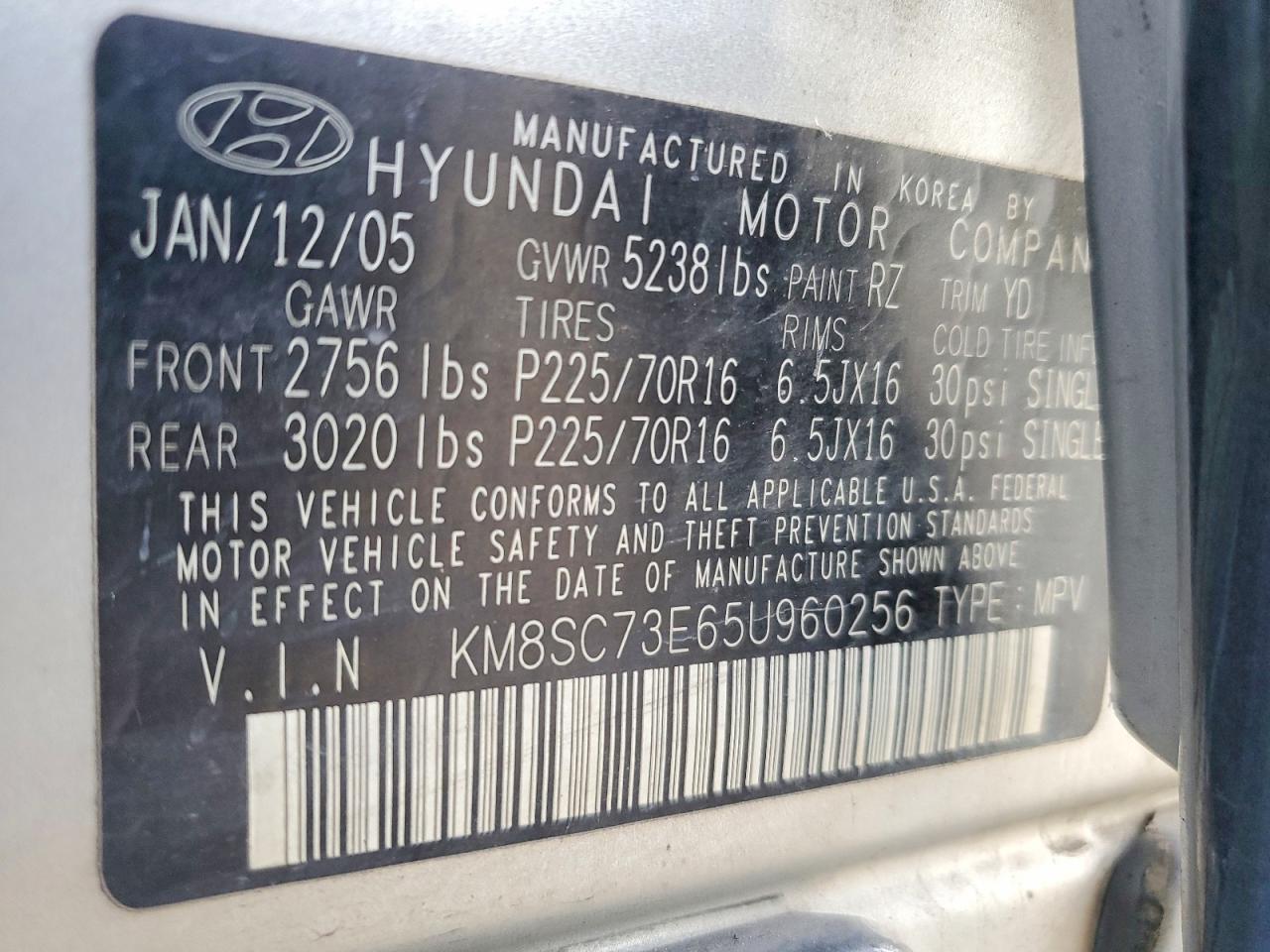 2005 HYUNDAI SANTA FE photo 27