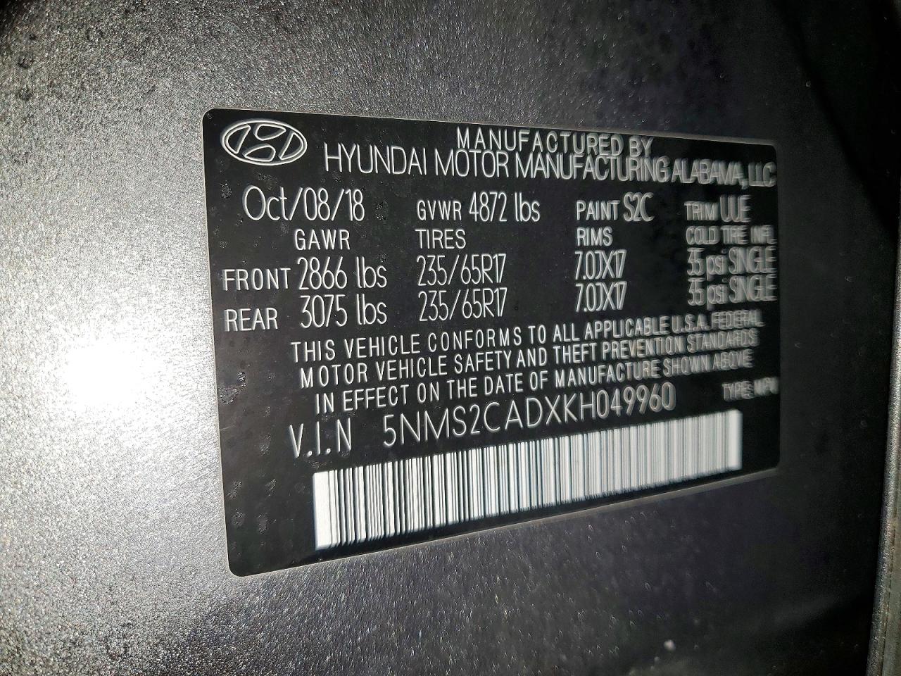 2019 HYUNDAI SANTA FE SE photo 12