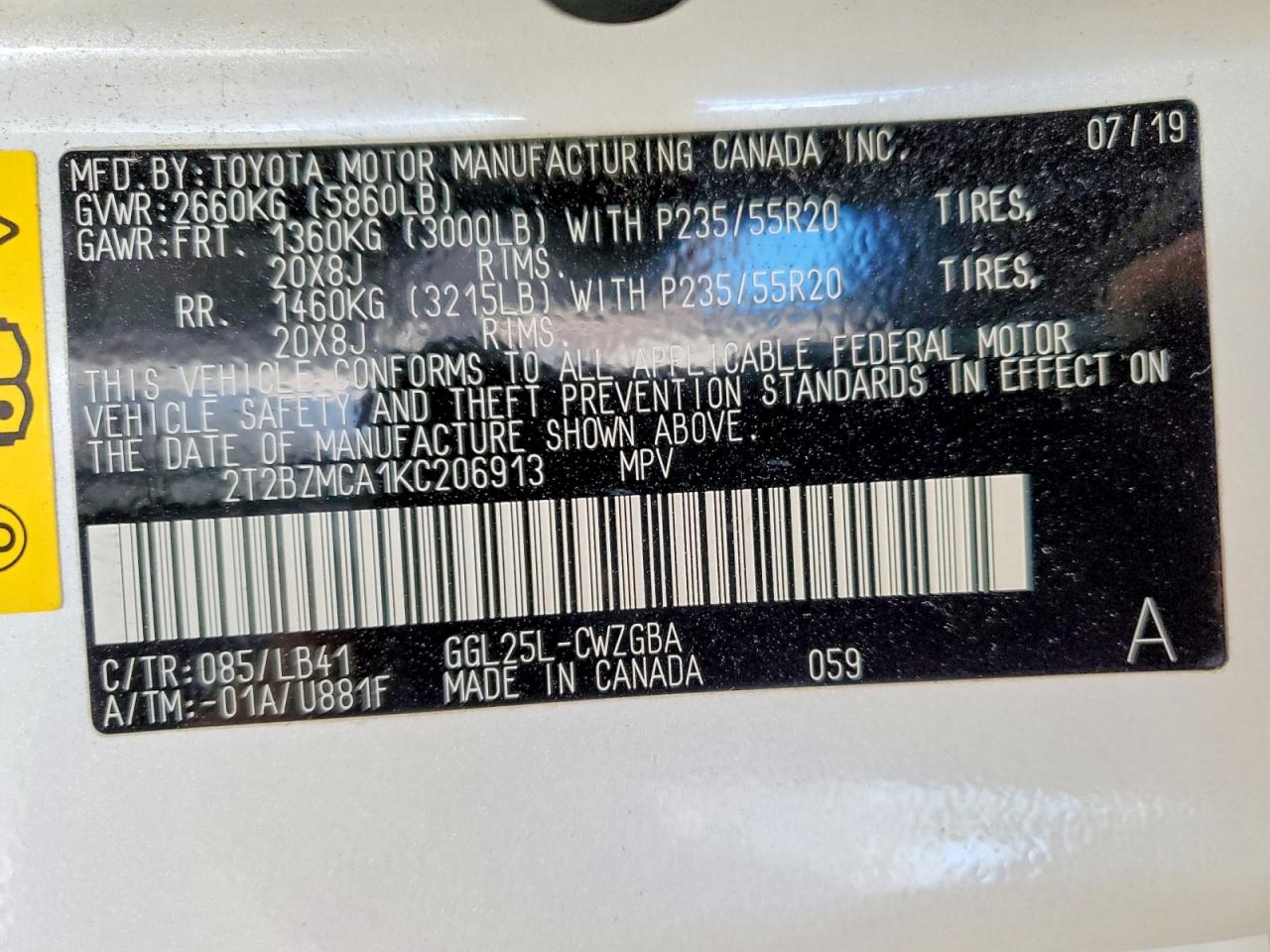2019 LEXUS RX 350 BASE photo 13