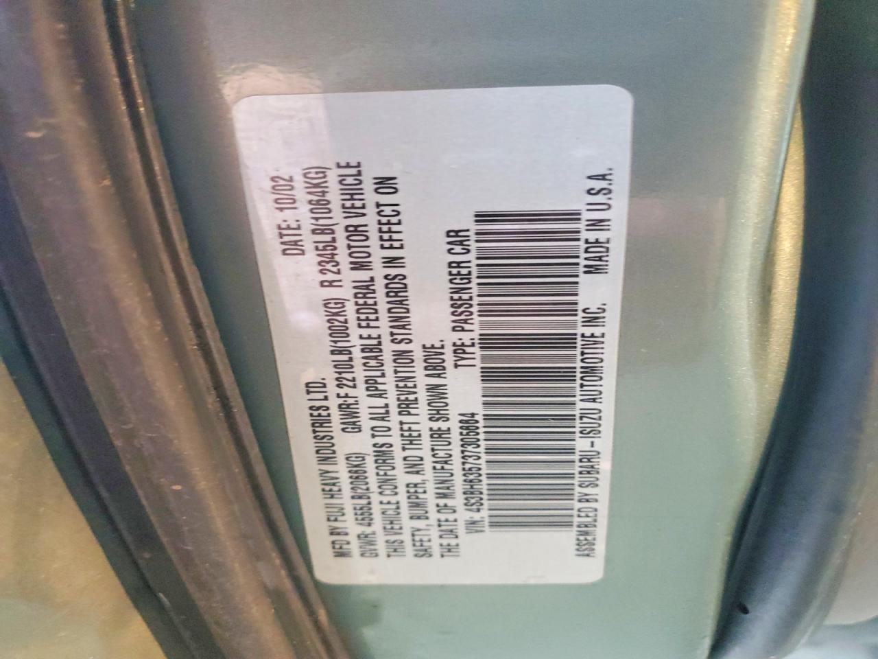2003 SUBARU LEGACY L photo 12