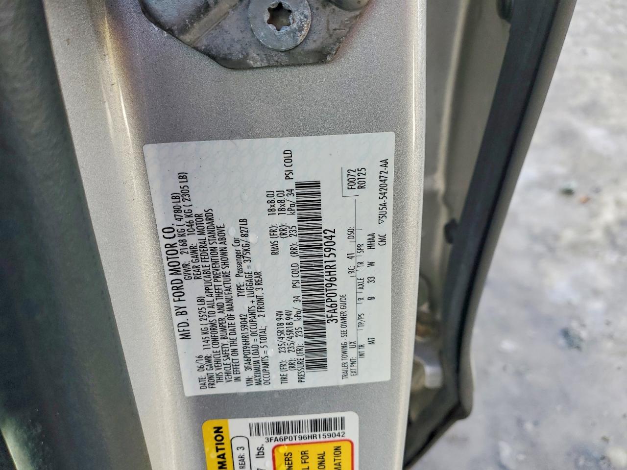 2017 FORD FUSION SE photo 12