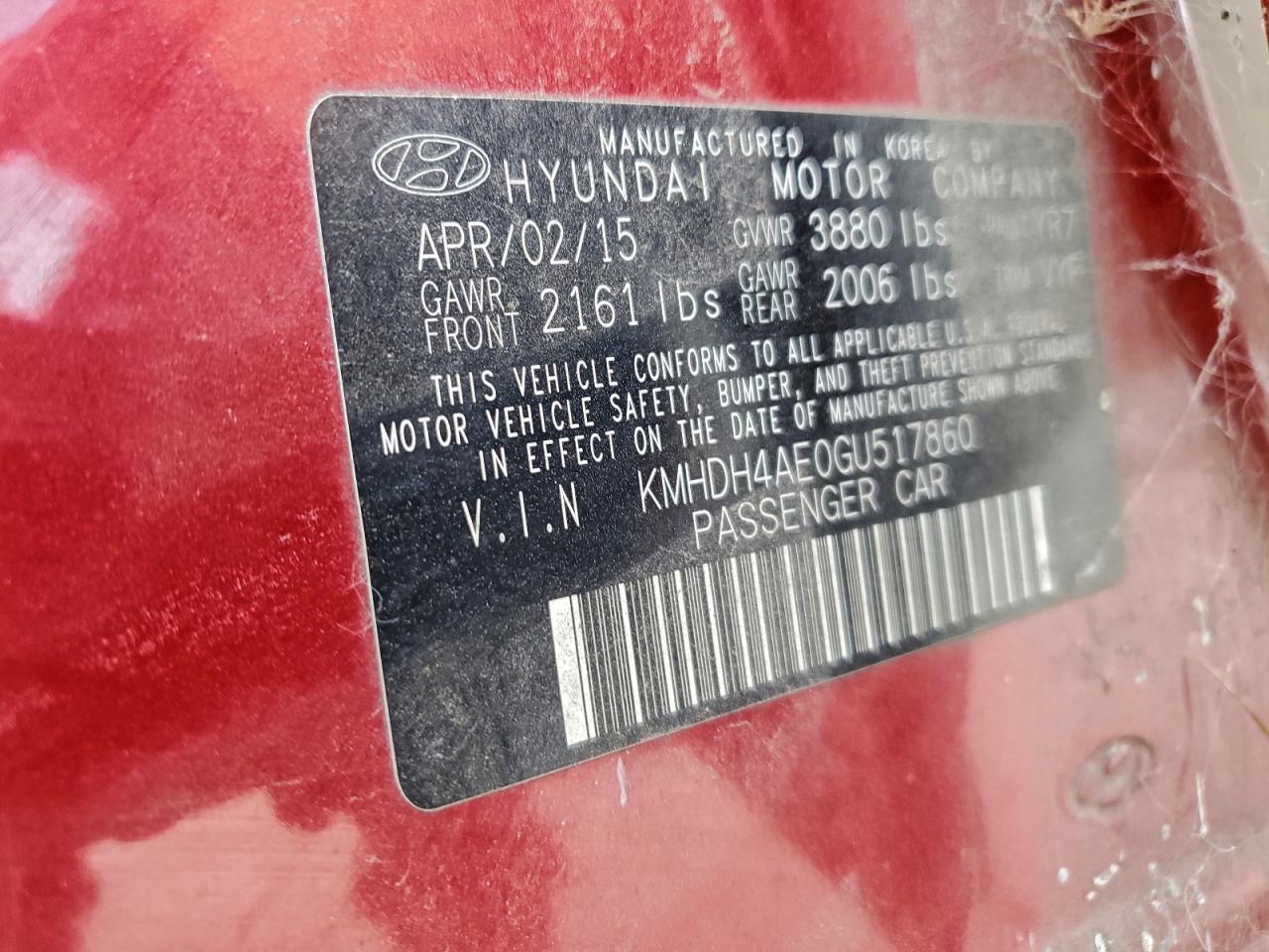 2016 HYUNDAI ELANTRA SE photo 12