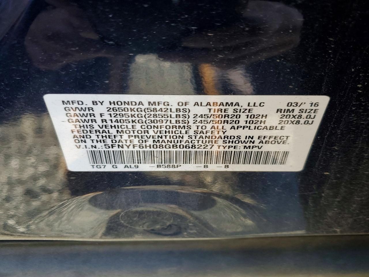 2016 HONDA PILOT ELITE photo 12
