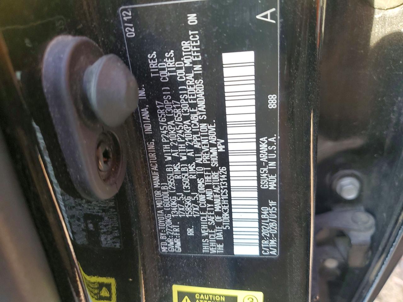 2012 TOYOTA HIGHLANDER BASE photo 13