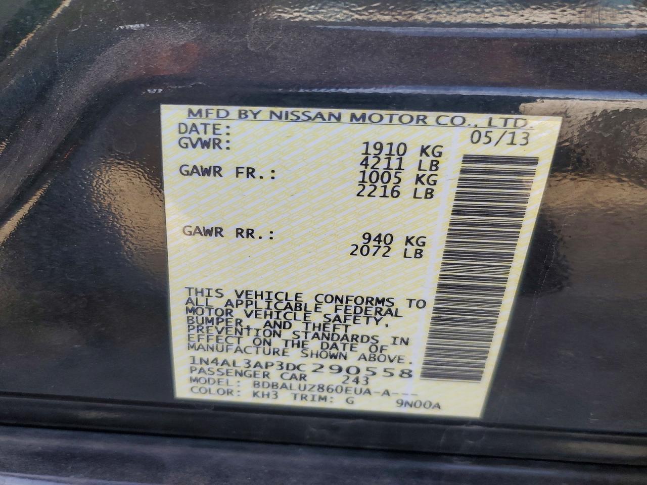 2013 NISSAN ALTIMA 2.5 photo 12