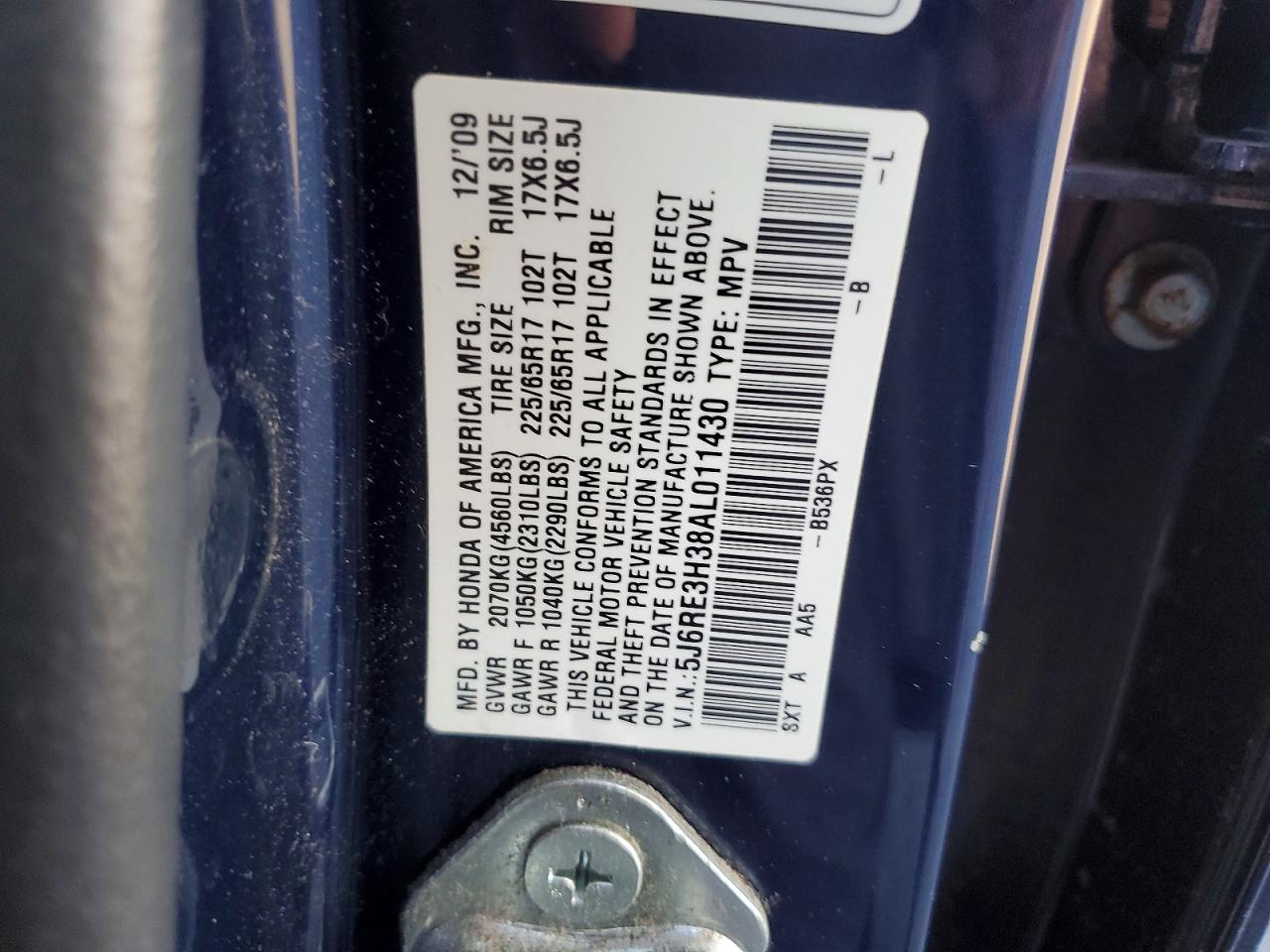 2010 HONDA CR-V LX photo 25