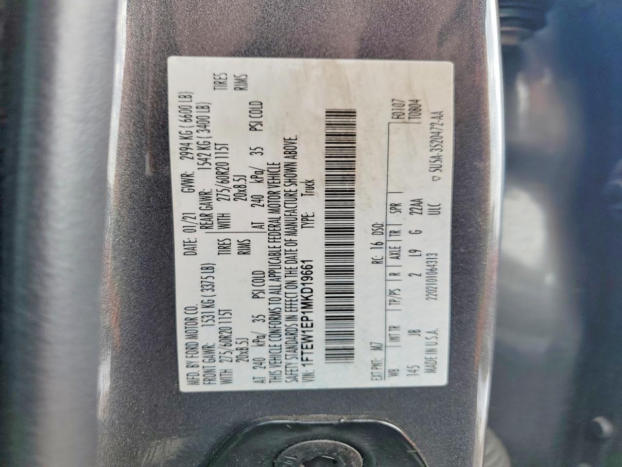 2021 FORD F150 SUPERCREW photo 12