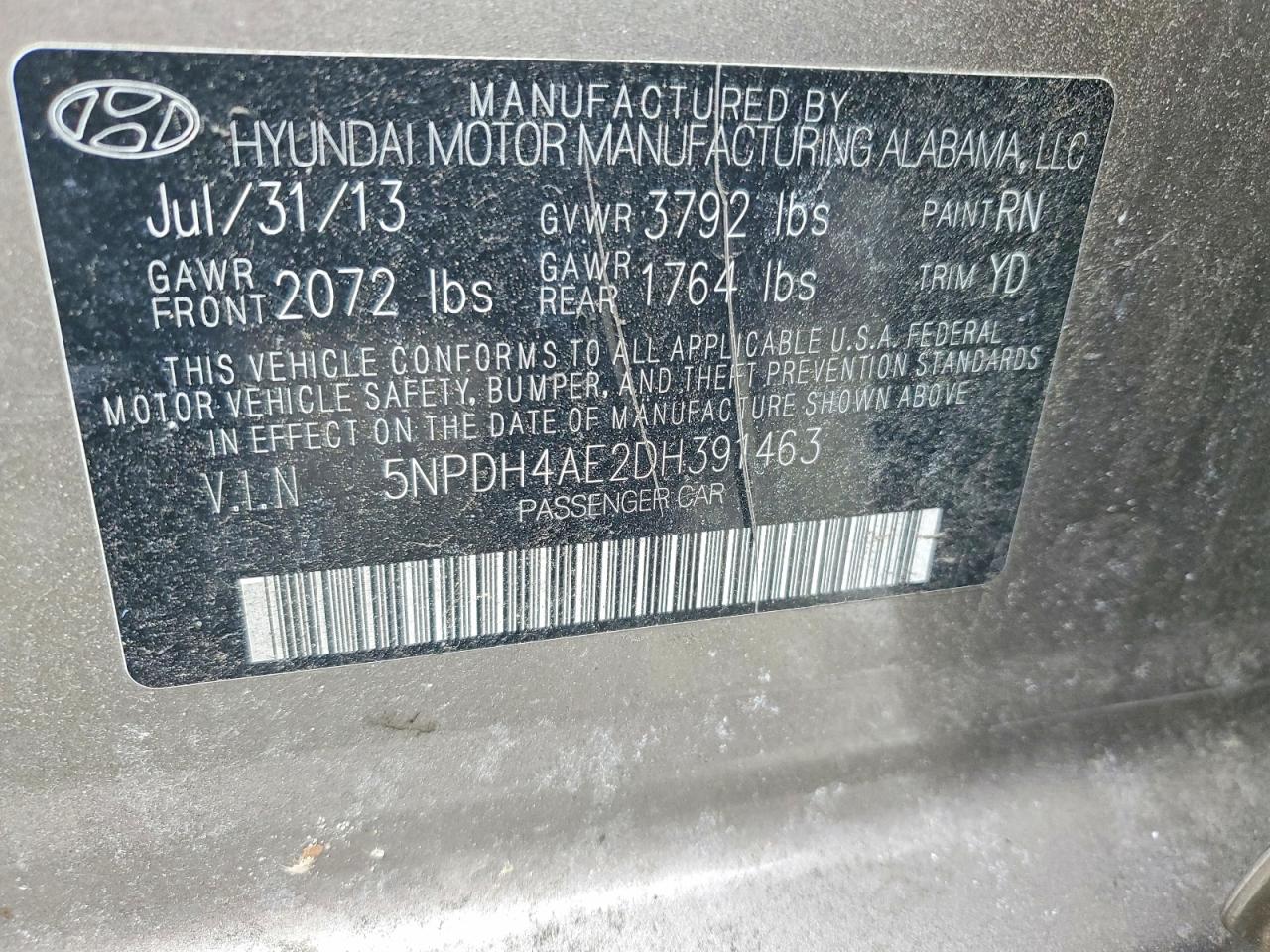 2013 HYUNDAI ELANTRA GLS photo 12