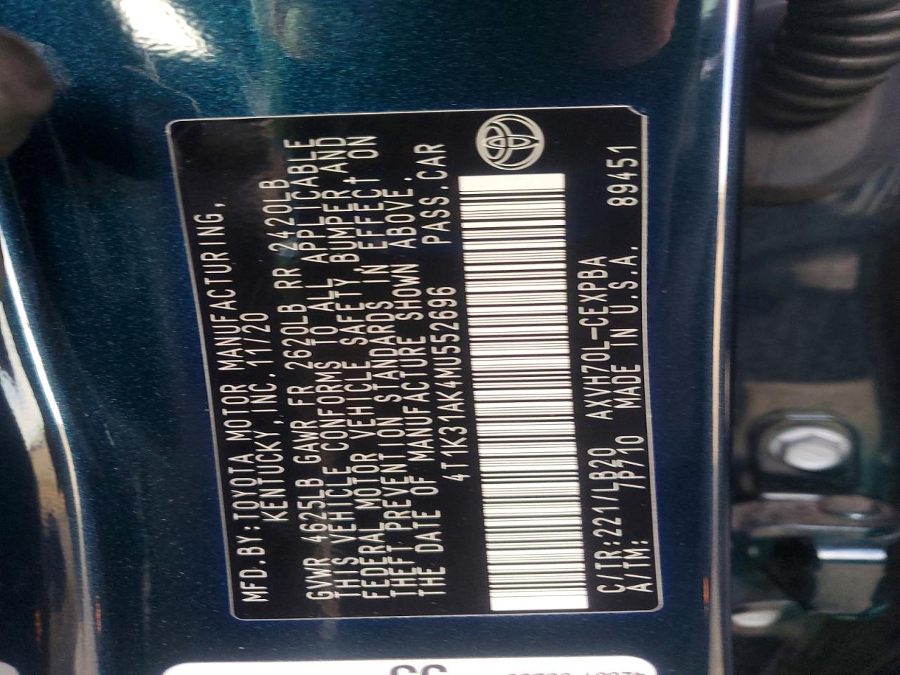2021 TOYOTA CAMRY XSE photo 13