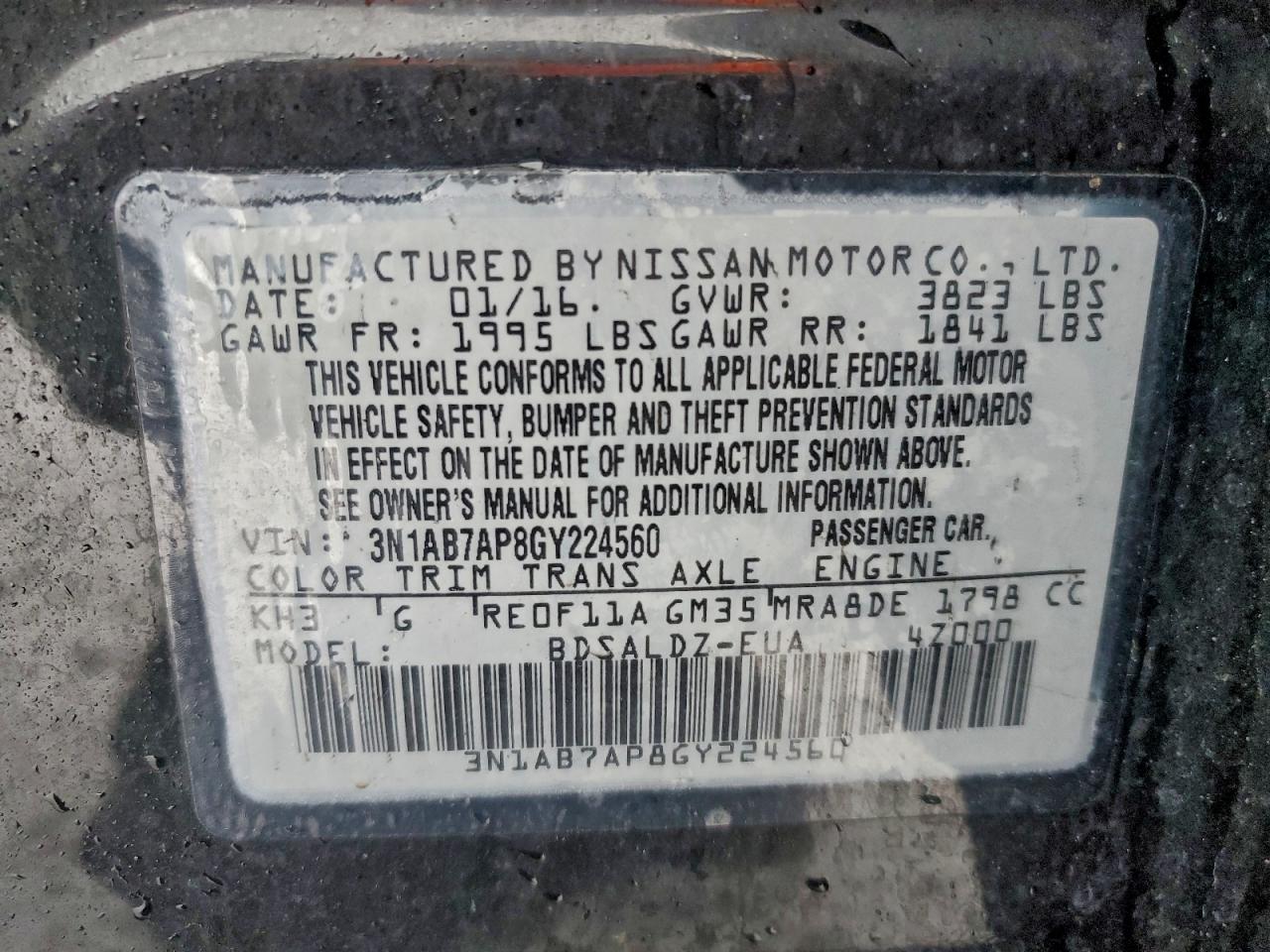 2016 NISSAN SENTRA S photo 12