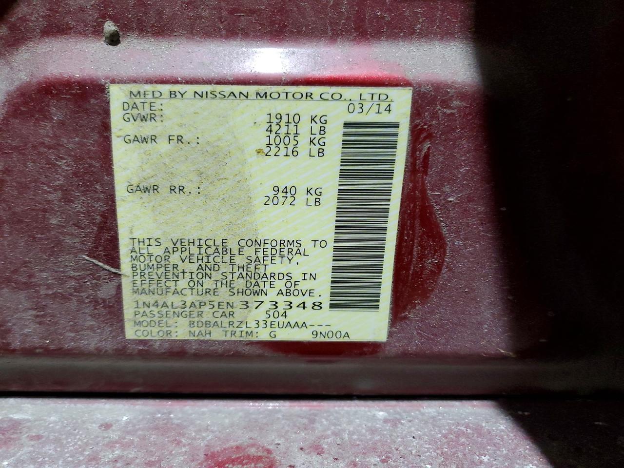 2014 NISSAN ALTIMA 2.5 photo 12