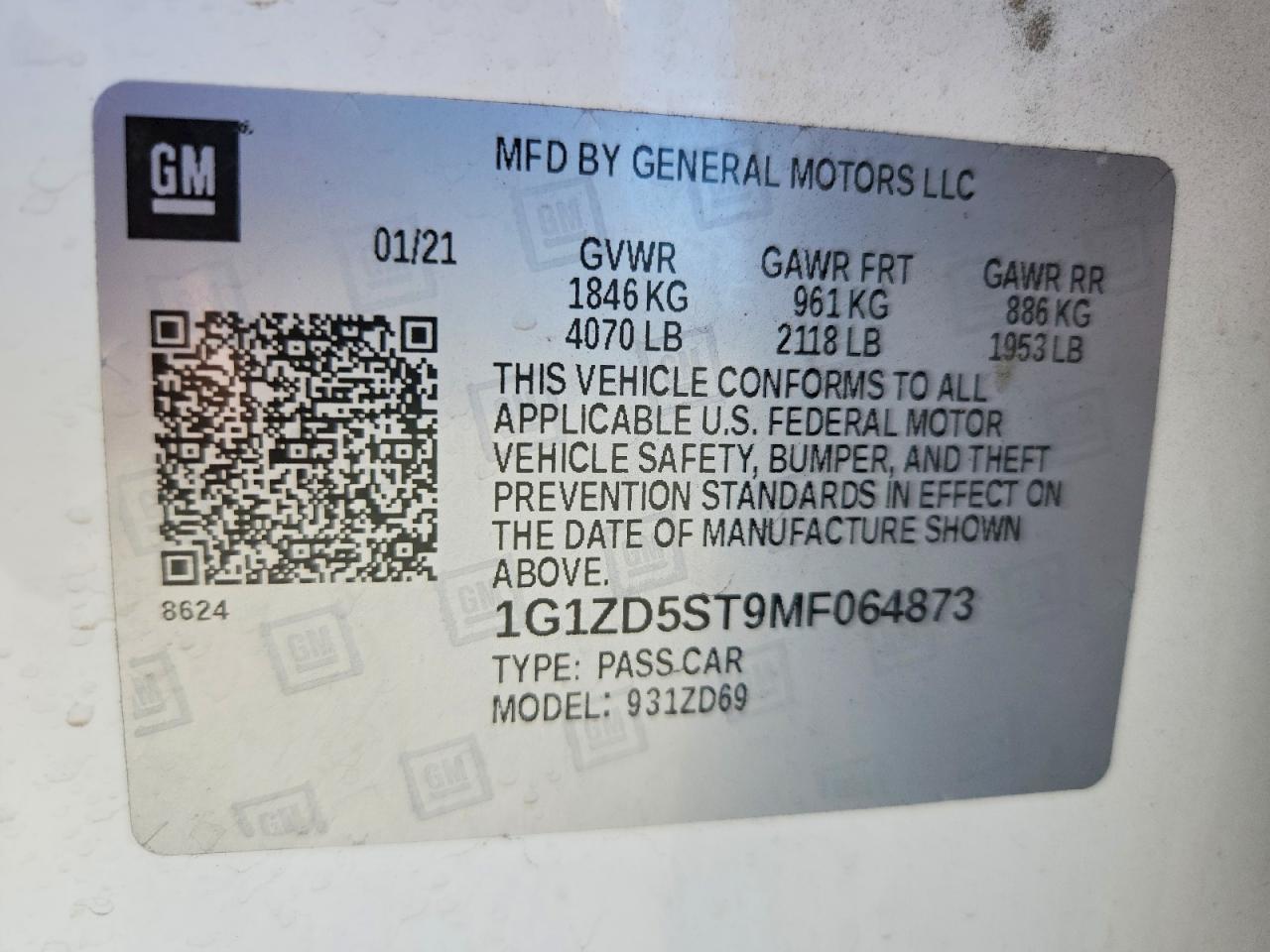 2021 CHEVROLET MALIBU LT photo 12