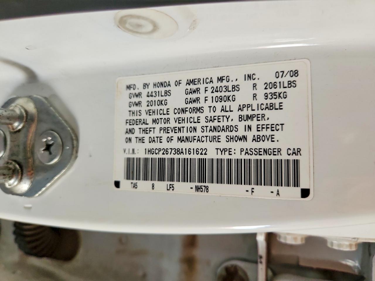 2008 HONDA ACCORD EX photo 25