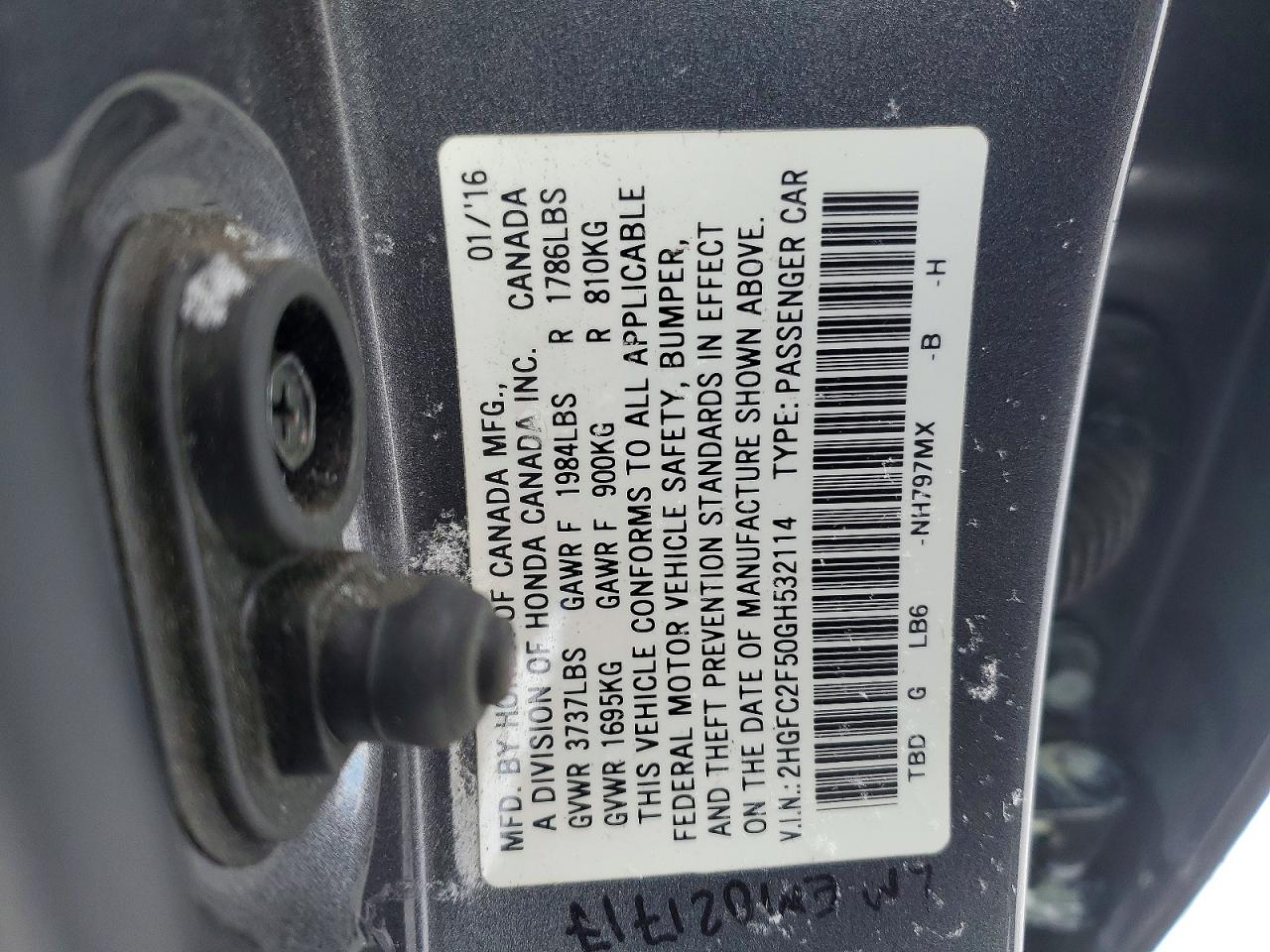 2016 HONDA CIVIC LX photo 12