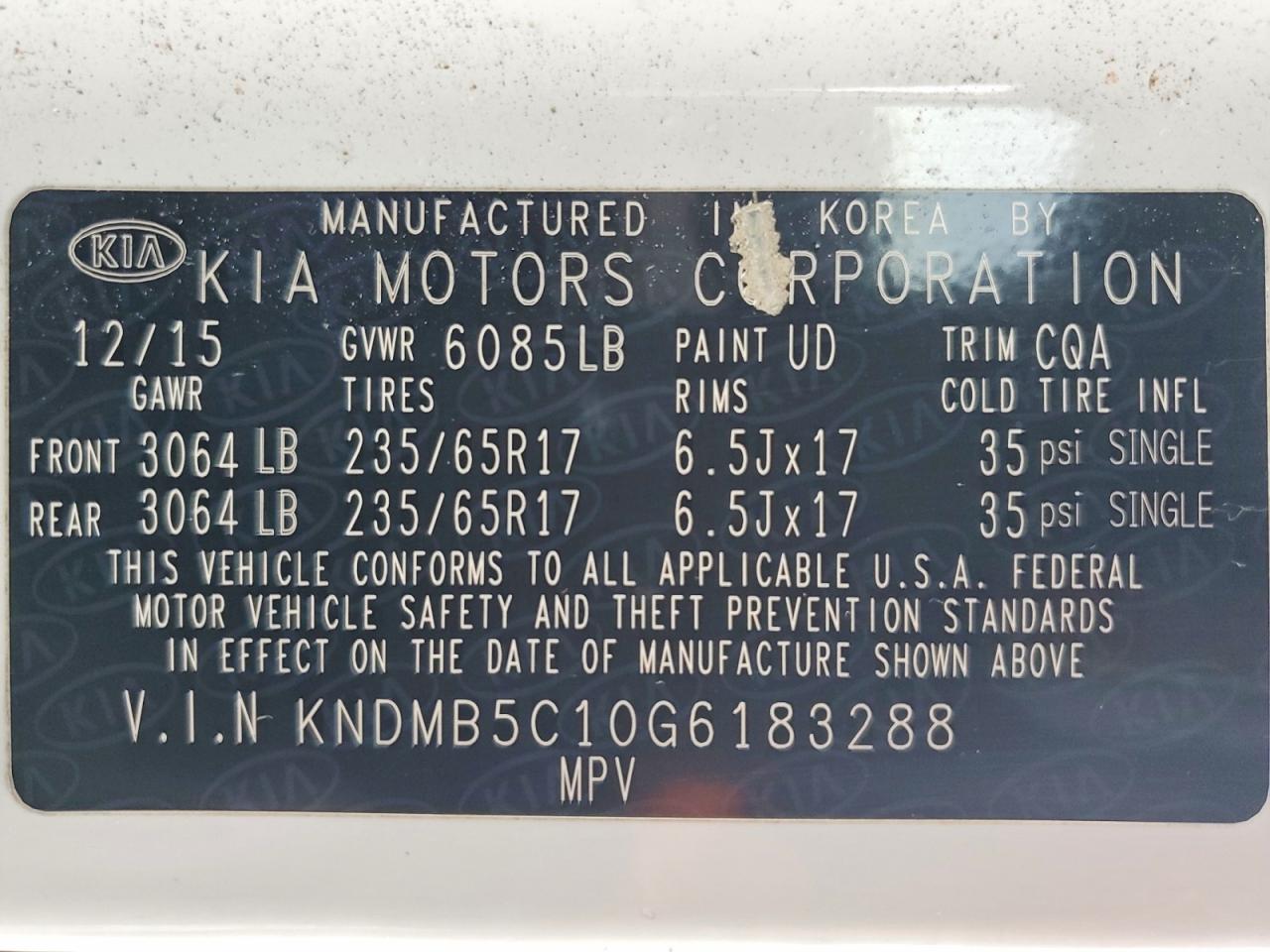 2016 KIA SEDONA LX photo 13
