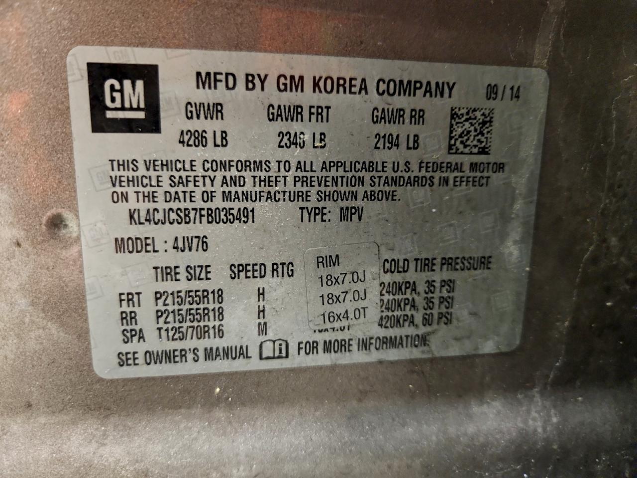 2015 BUICK ENCORE photo 12