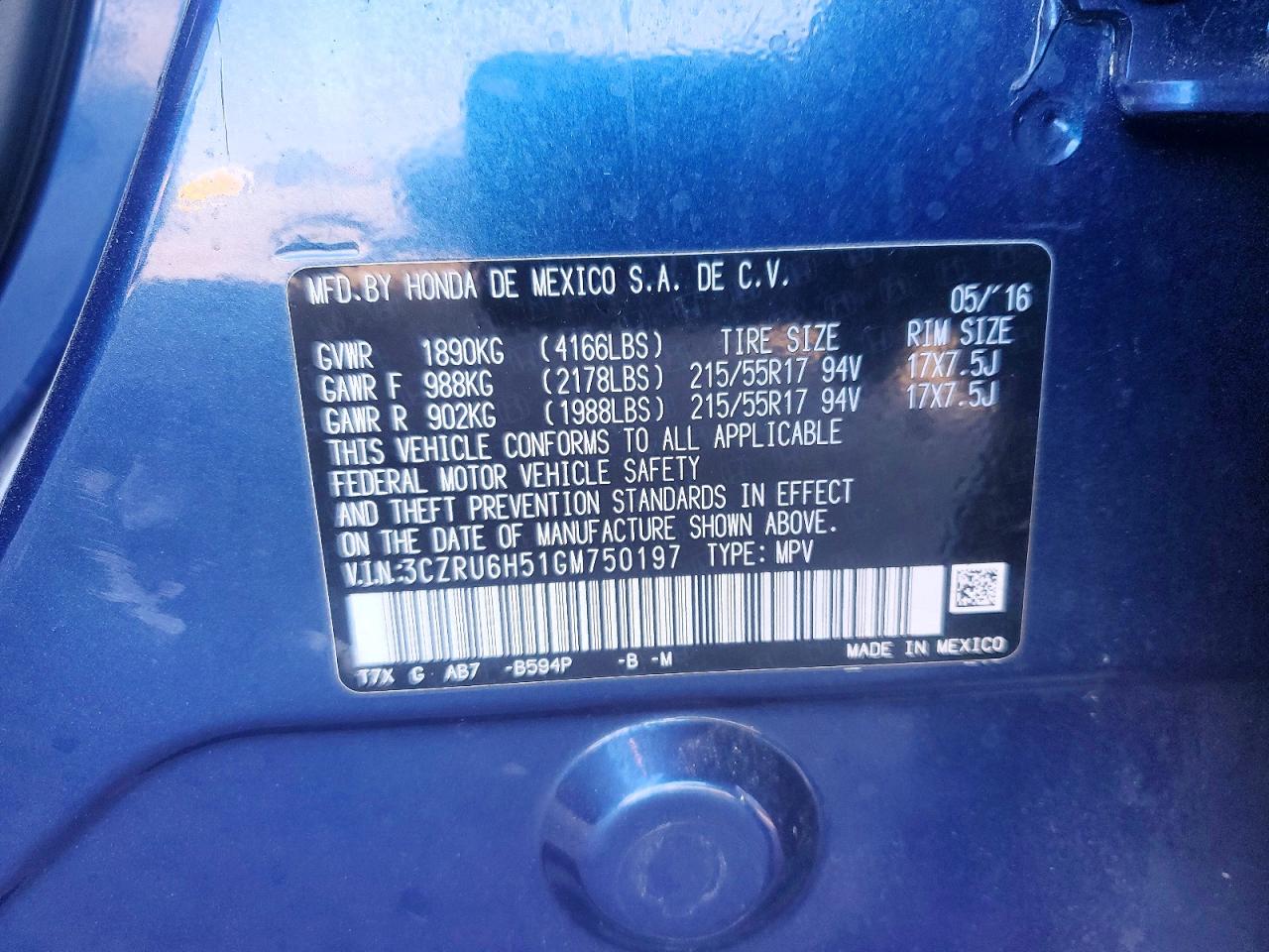 2016 HONDA HR-V EX photo 13