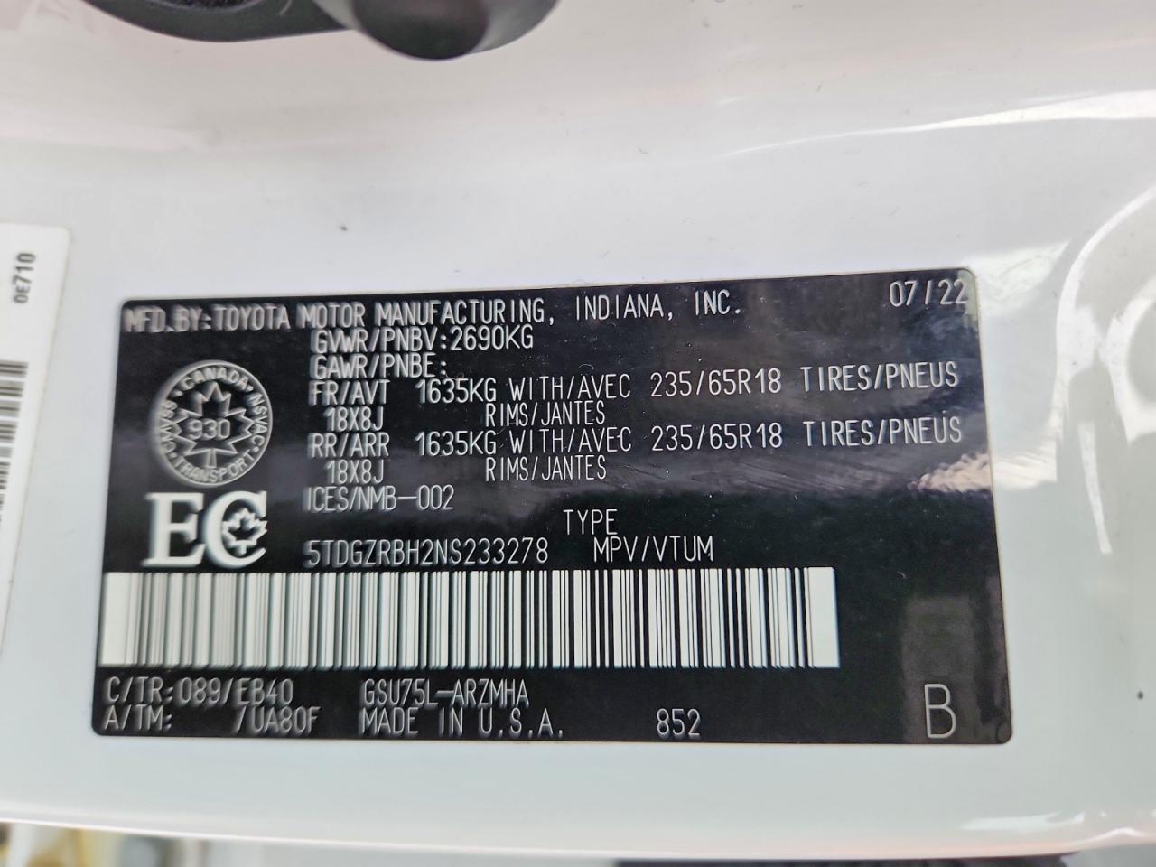 2022 TOYOTA HIGHLANDER XLE photo 14