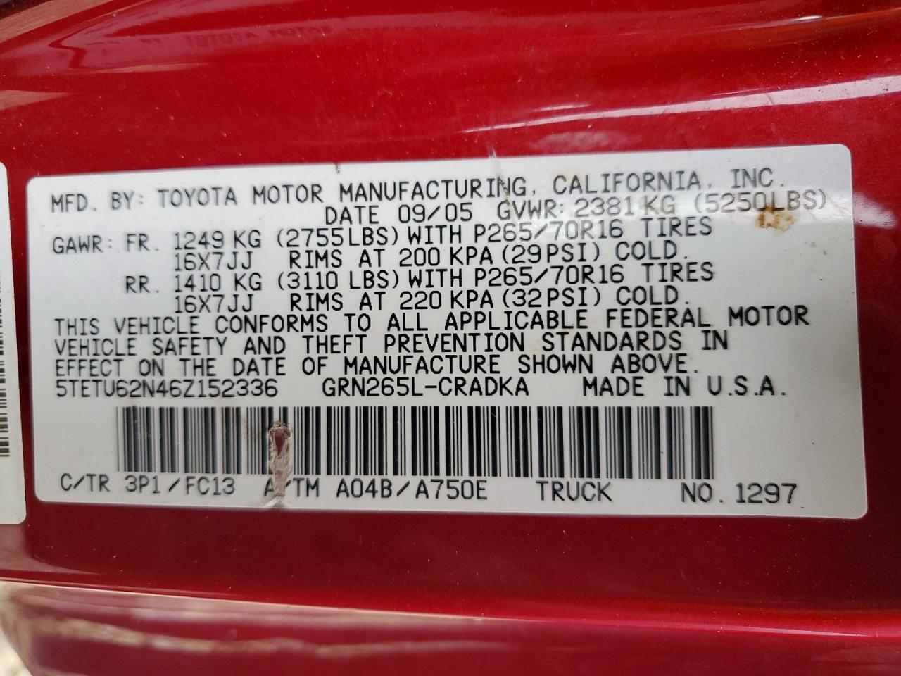 2006 TOYOTA TACOMA PRERUNNER ACCESS CAB photo 12