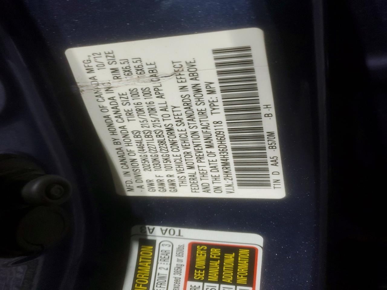 2013 HONDA CR-V LX photo 12