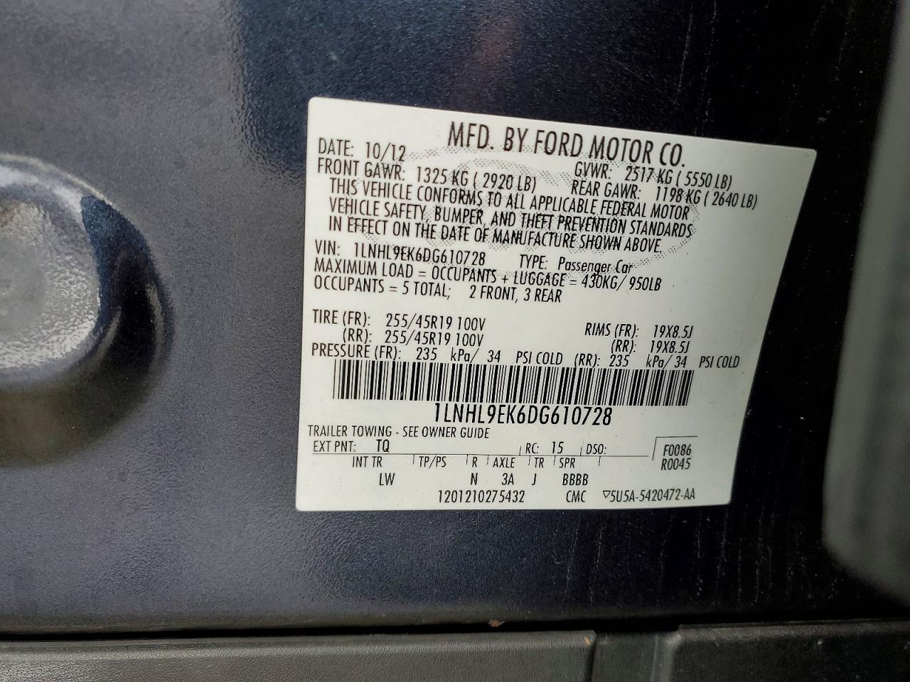 2013 LINCOLN MKS photo 23